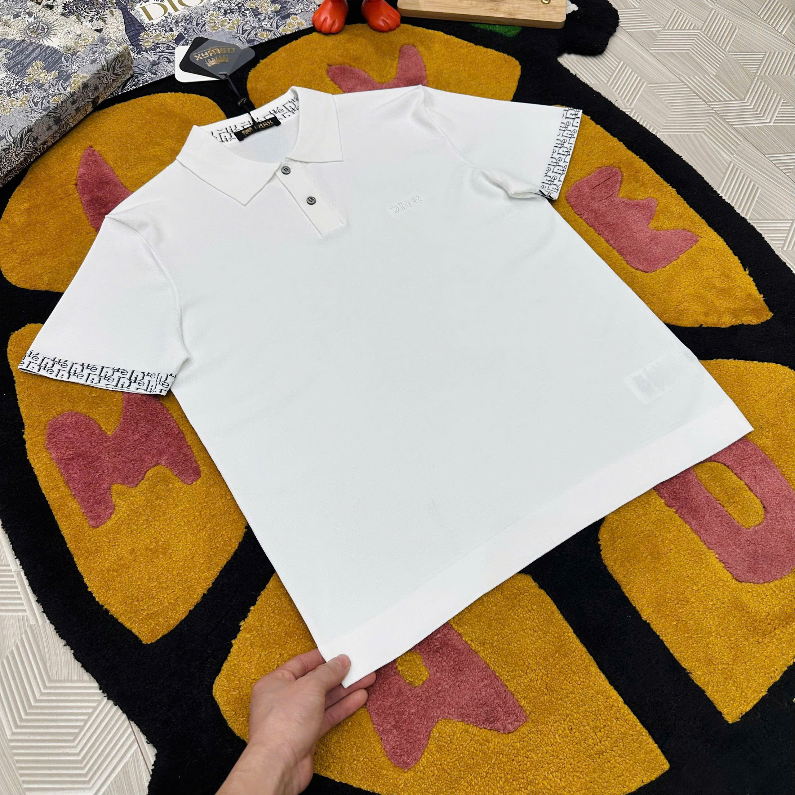 Áo polo Dior CD logo thêu ngực check viền tay cổ Like Auth 48-52 MK