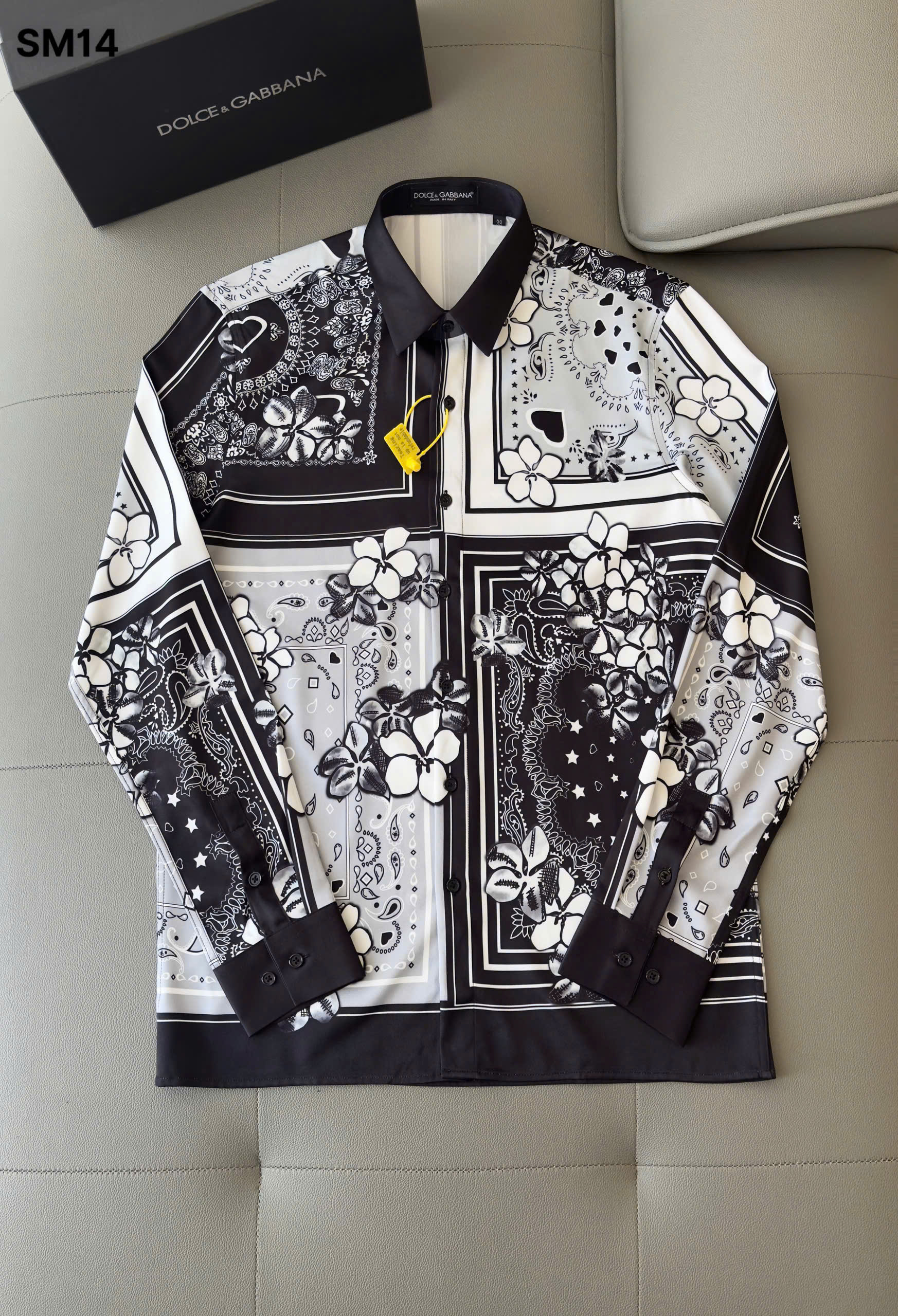 Áo sơ mi Dolce Gabbana DG họa tiết đối xứng hoa lá Like Auth 38-41 DDT