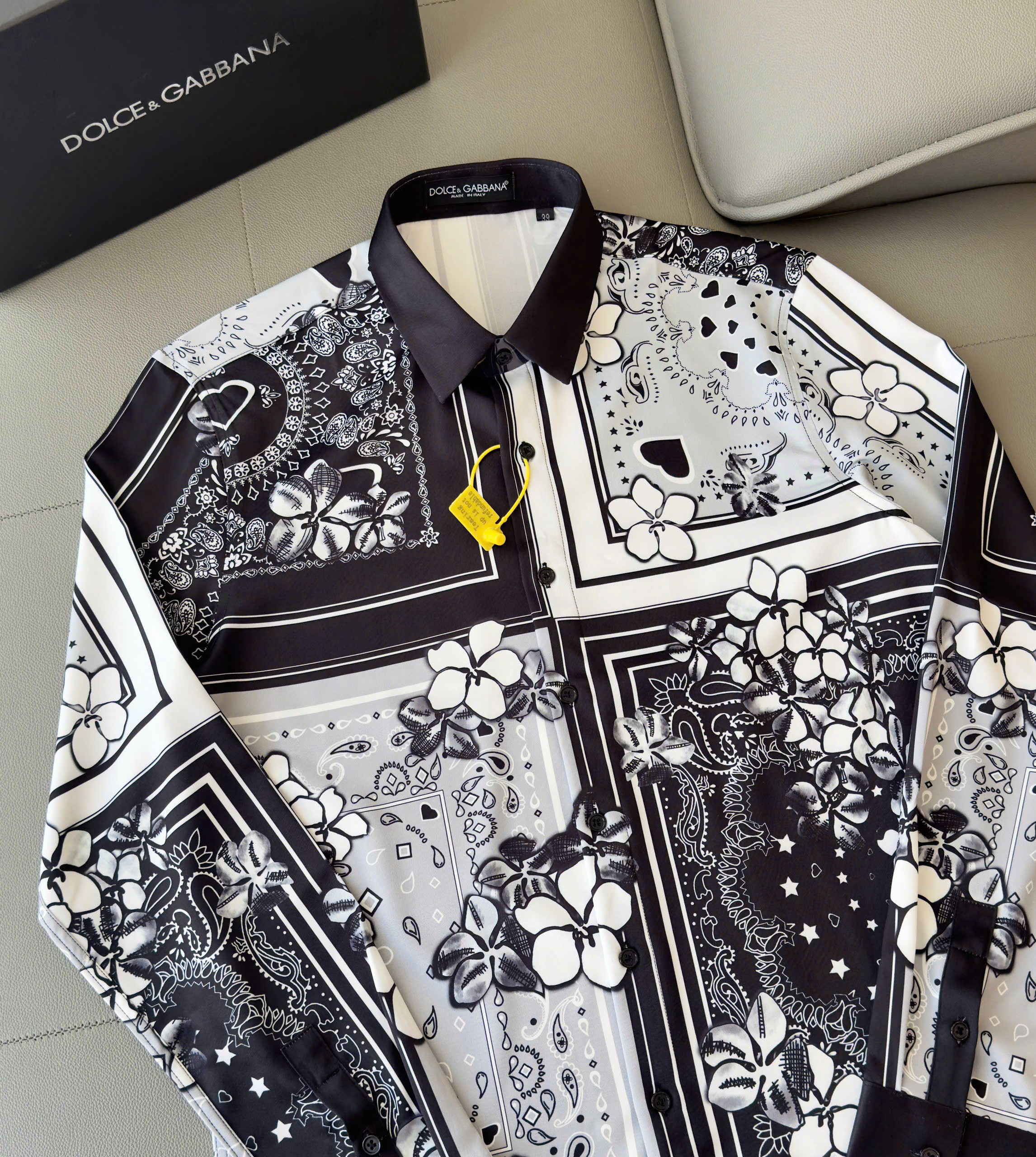 Áo sơ mi Dolce Gabbana DG họa tiết đối xứng hoa lá Like Auth 38-41 DDT