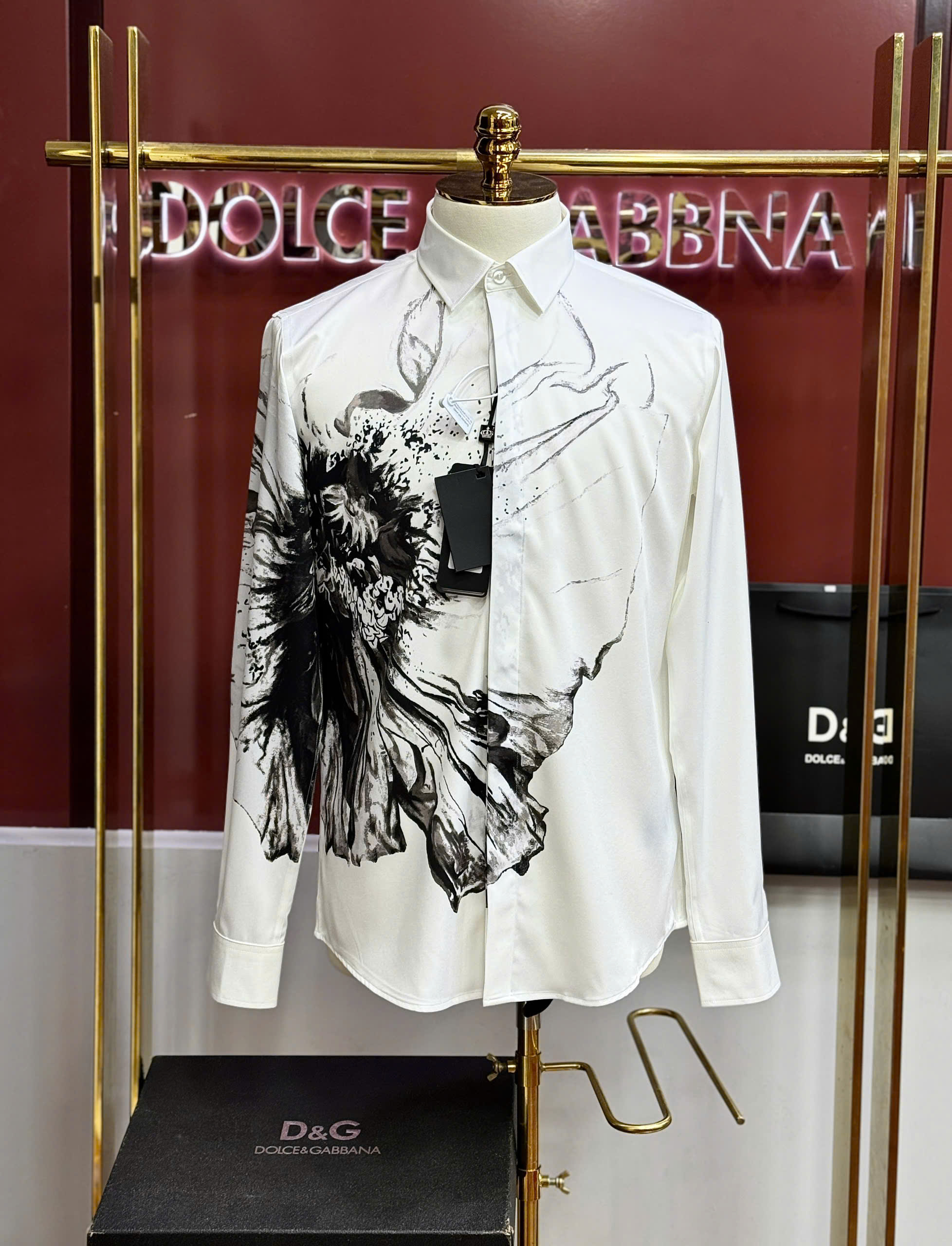 Áo sơ mi Dolce Gabbana DG tiết khăn loang Like Auth 44-50 MK CD