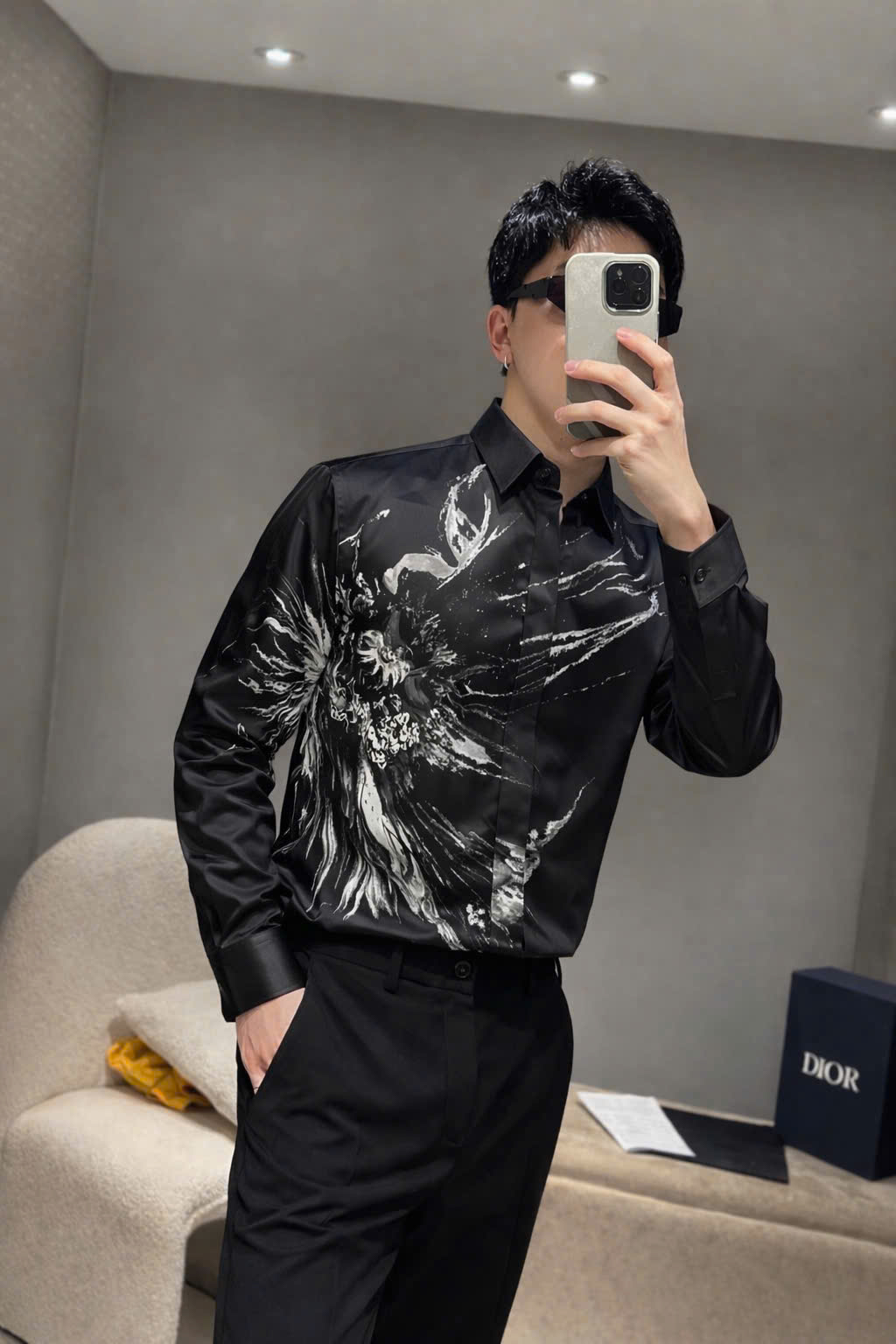 Áo sơ mi Dolce Gabbana DG tiết khăn loang Like Auth 44-50 MK CD