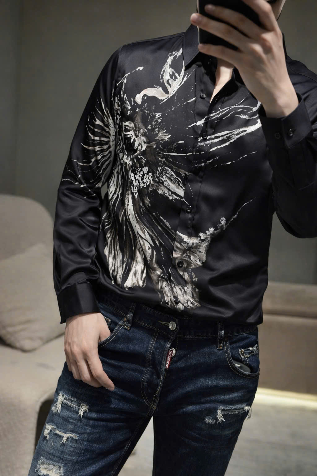 Áo sơ mi Dolce Gabbana DG tiết khăn loang Like Auth 44-50 MK CD