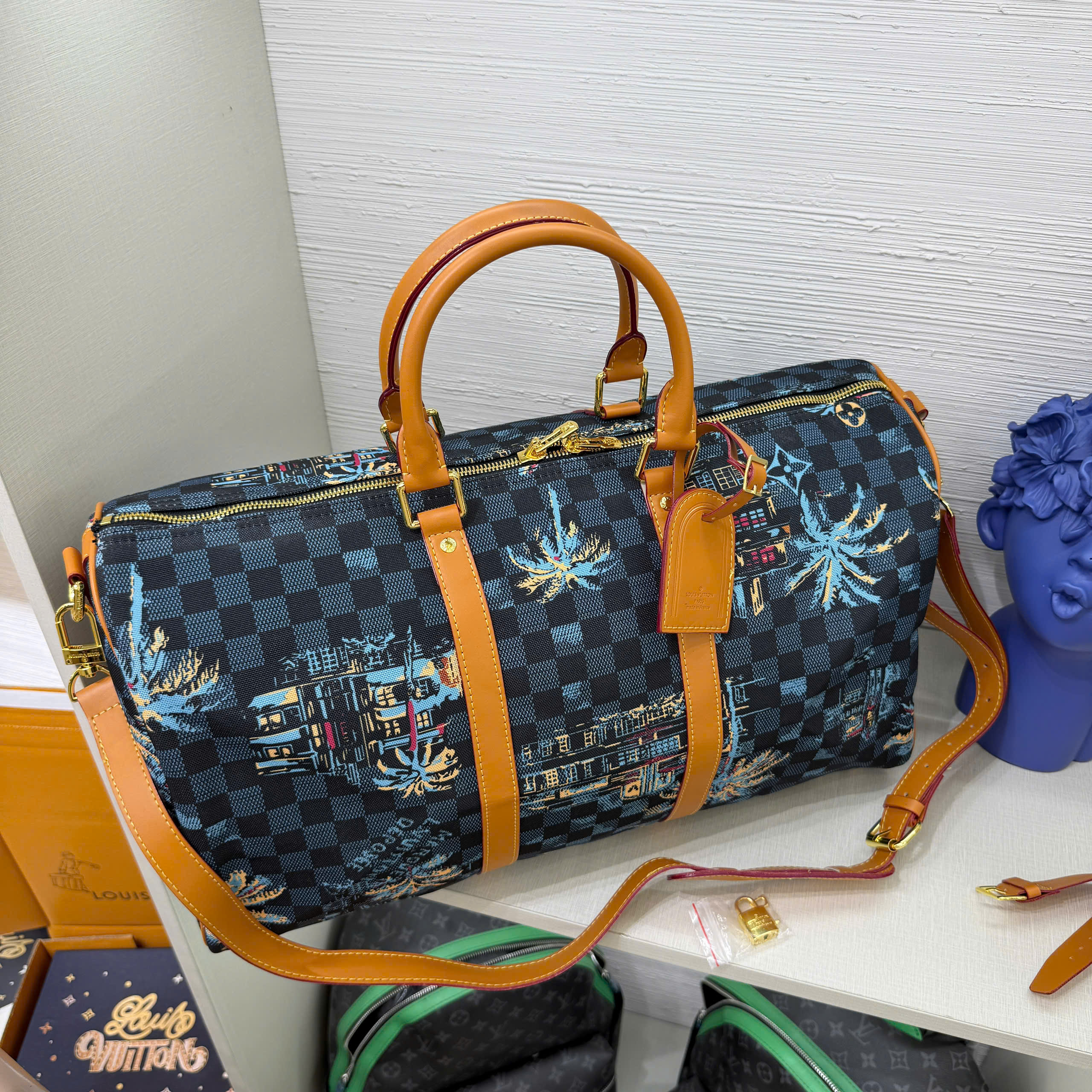 Túi trống du lịch Louis Vuitton LV Keepall Bandoulière amier Palm Trees 50 bản 1-1 on web PLD