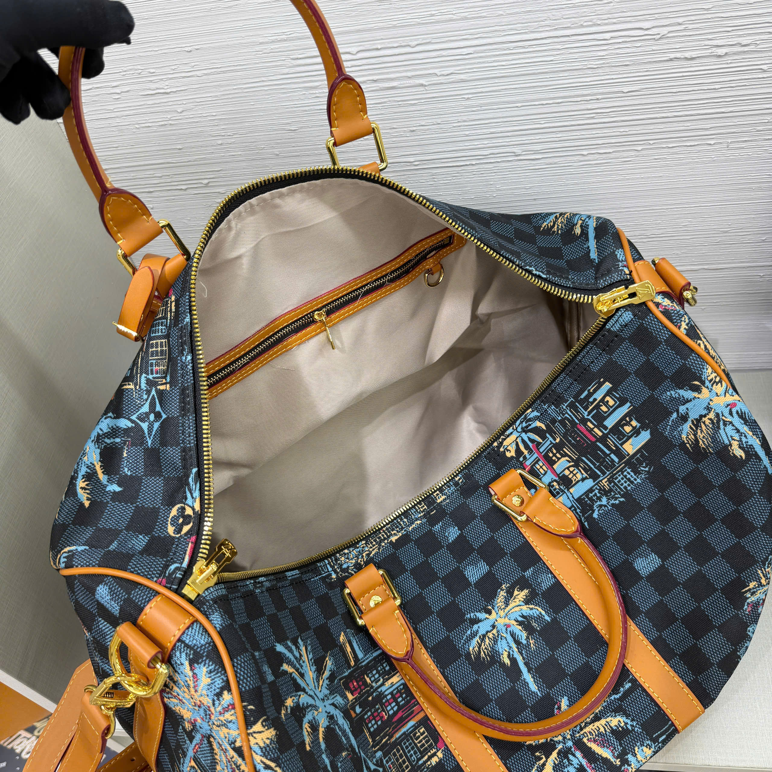 Túi trống du lịch Louis Vuitton LV Keepall Bandoulière amier Palm Trees 50 bản 1-1 on web PLD