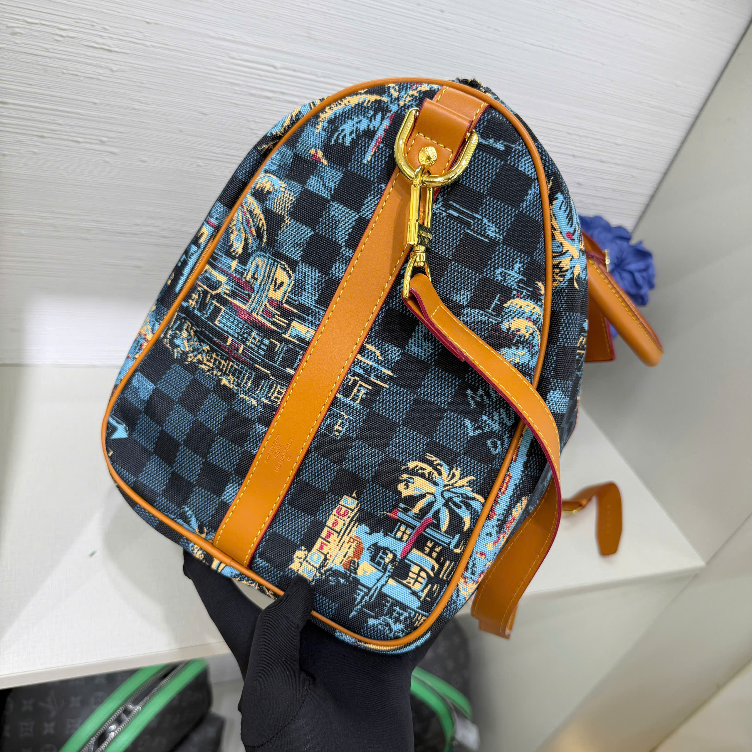 Túi trống du lịch Louis Vuitton LV Keepall Bandoulière amier Palm Trees 50 bản 1-1 on web PLD