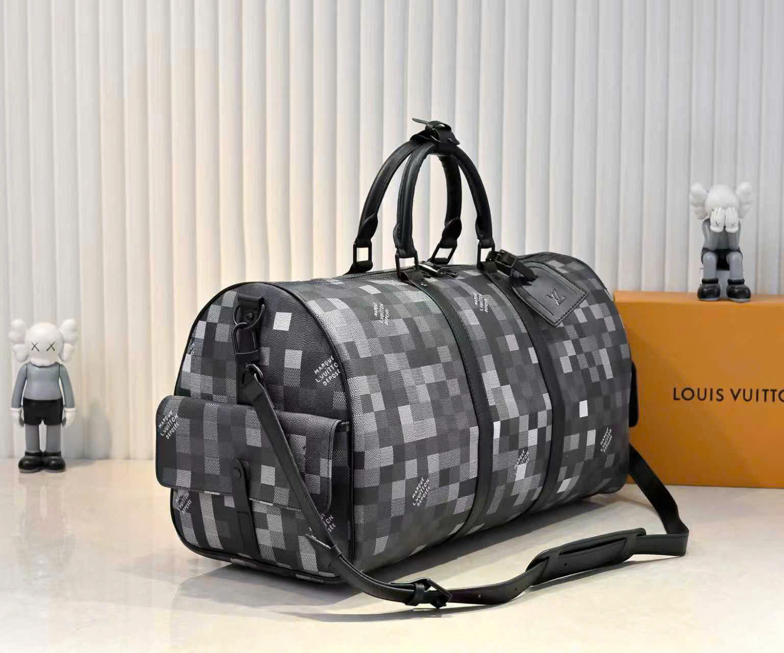 Túi trống du lịch Louis Vuitton LV Keepall Damoflage Black 50 bản 1-1 on web PLD