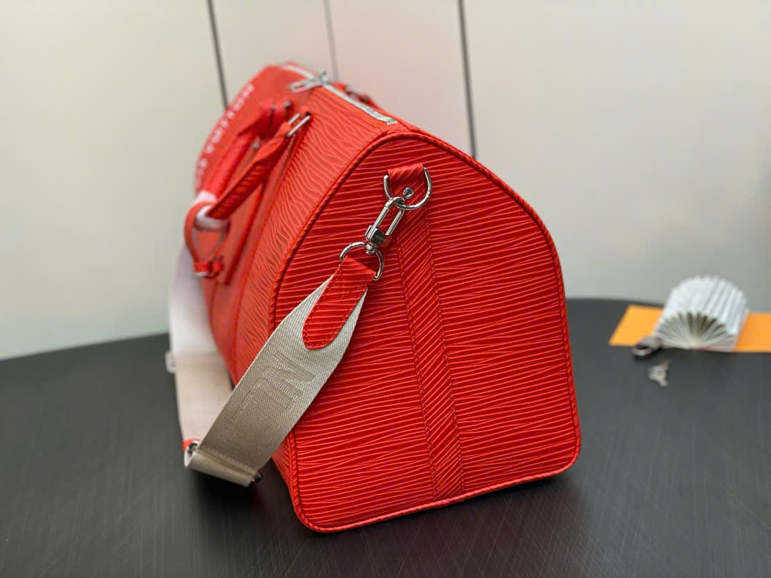 Túi trống Louis Vuitton Keepall Bandoulière Epi Red vân kẻ chiếu 50 bản 1-1 on web PLD