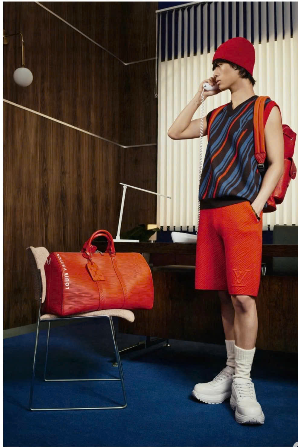 Túi trống Louis Vuitton Keepall Bandoulière Epi Red vân kẻ chiếu 50 bản 1-1 on web PLD