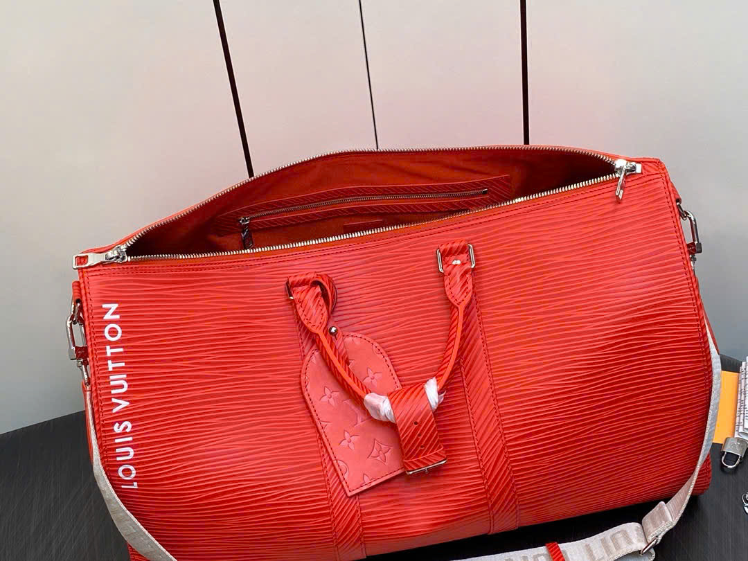 Túi trống Louis Vuitton Keepall Bandoulière Epi Red vân kẻ chiếu 50 bản 1-1 on web PLD