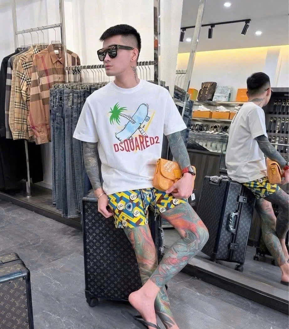 Quần short đùi gió hình Dolce Gabbana DG họa tiết Lông Công Like Auth 44-50 MK