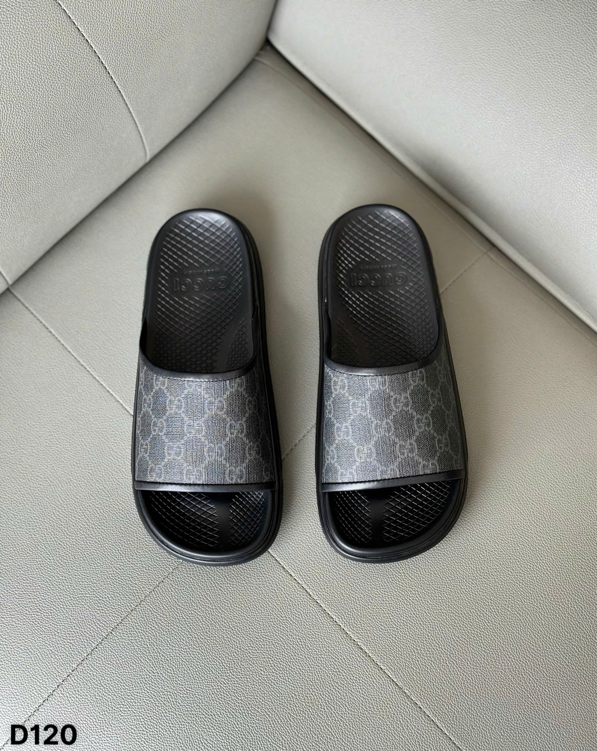 Dép lê Gucci GC Slide GG Supreme Đen logo Xám Like Auth 38-43 DDT