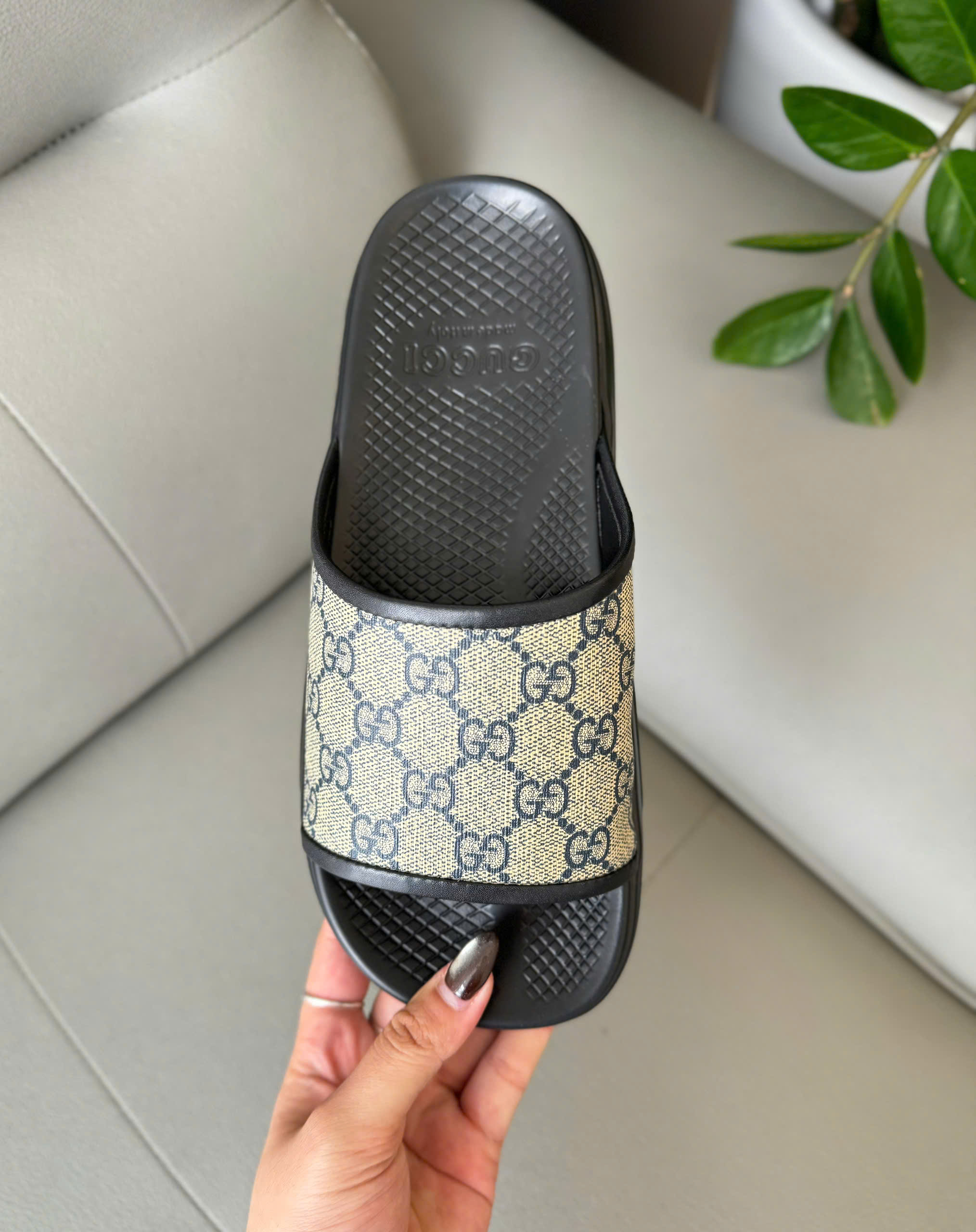 Dép lê Gucci GC Slide GG Supreme Nâu logo Xanh Than Like Auth 38-43 DD