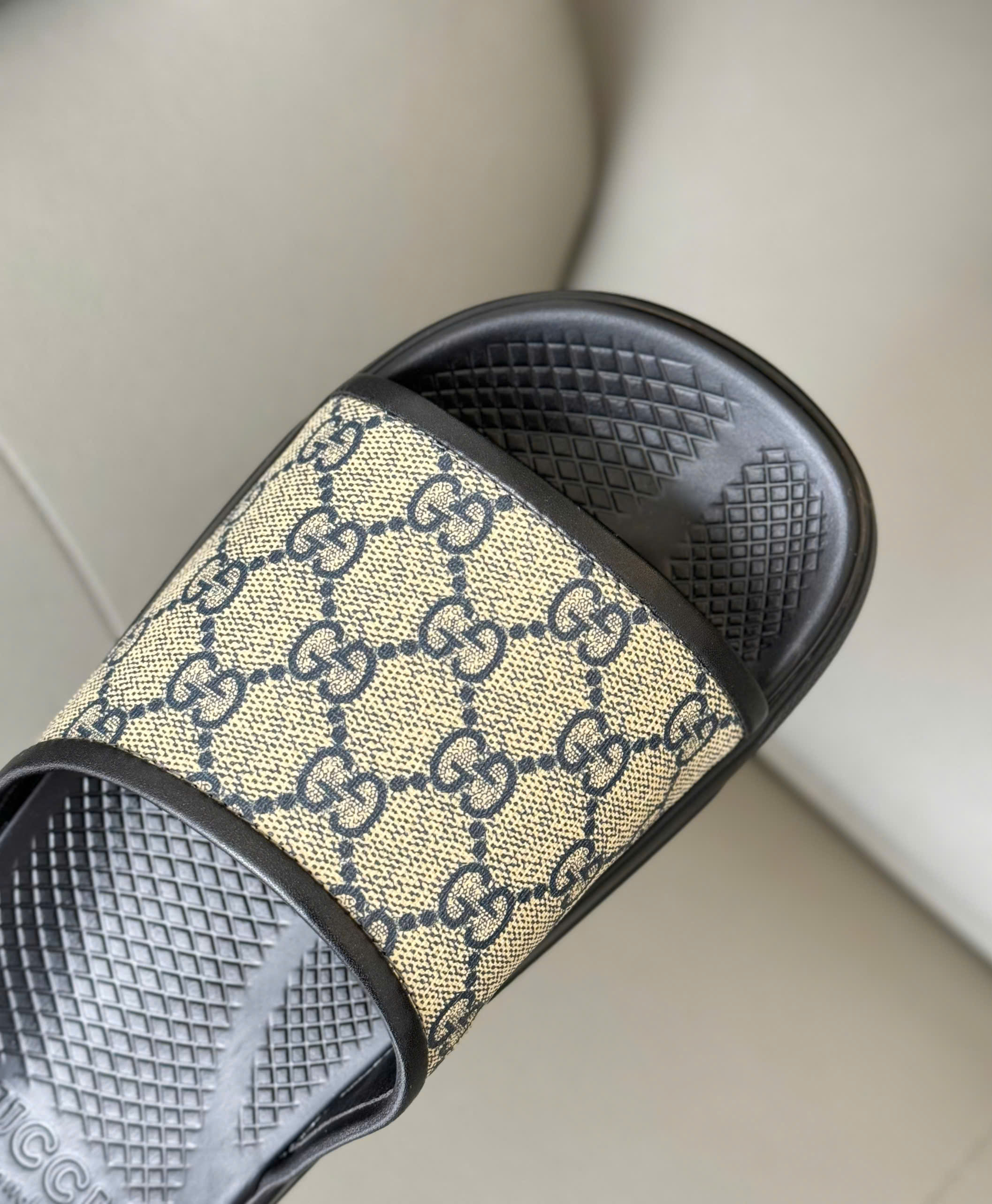 Dép lê Gucci GC Slide GG Supreme Nâu logo Xanh Than Like Auth 38-43 DD