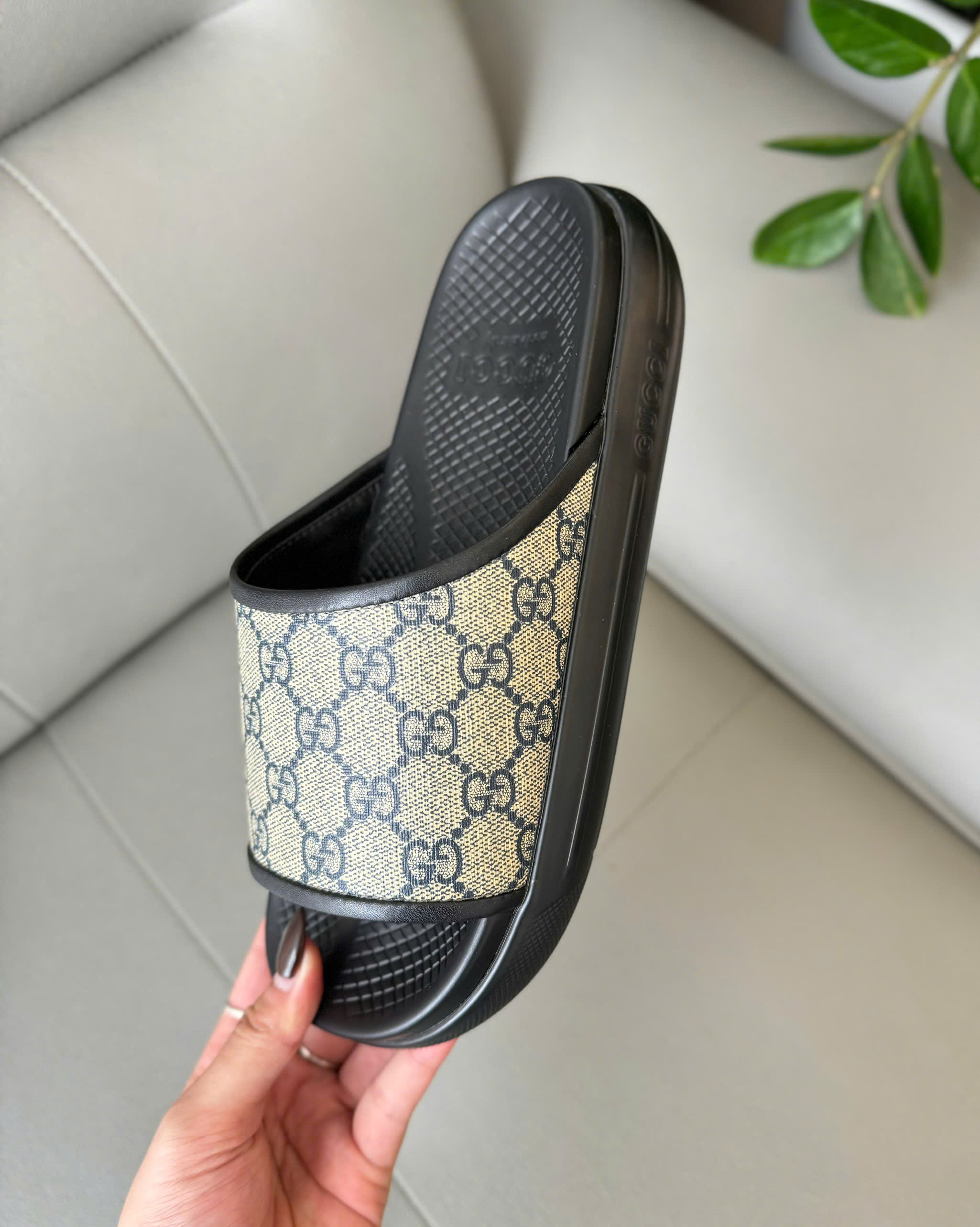 Dép lê Gucci GC Slide GG Supreme Nâu logo Xanh Than Like Auth 38-43 DD