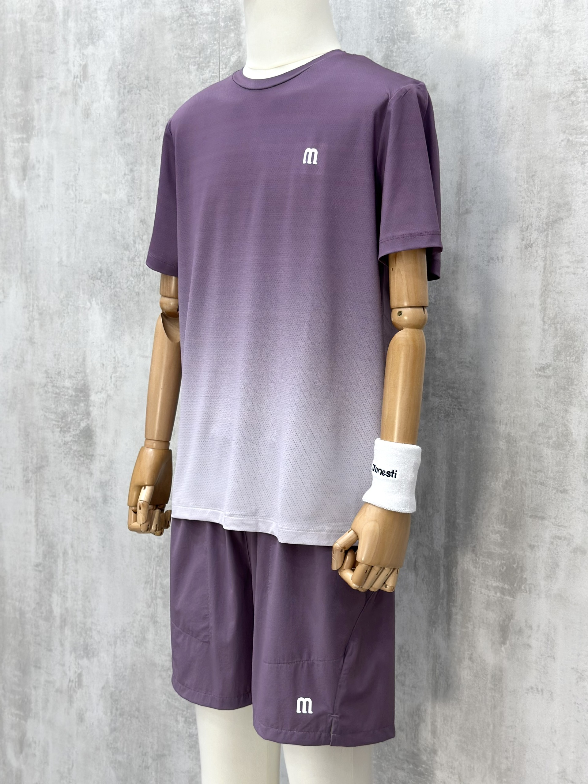 Set bộ thể thao hè Manseti Tím hiệu ứng Gradient cổ tròn Like Auth S-XL VTN