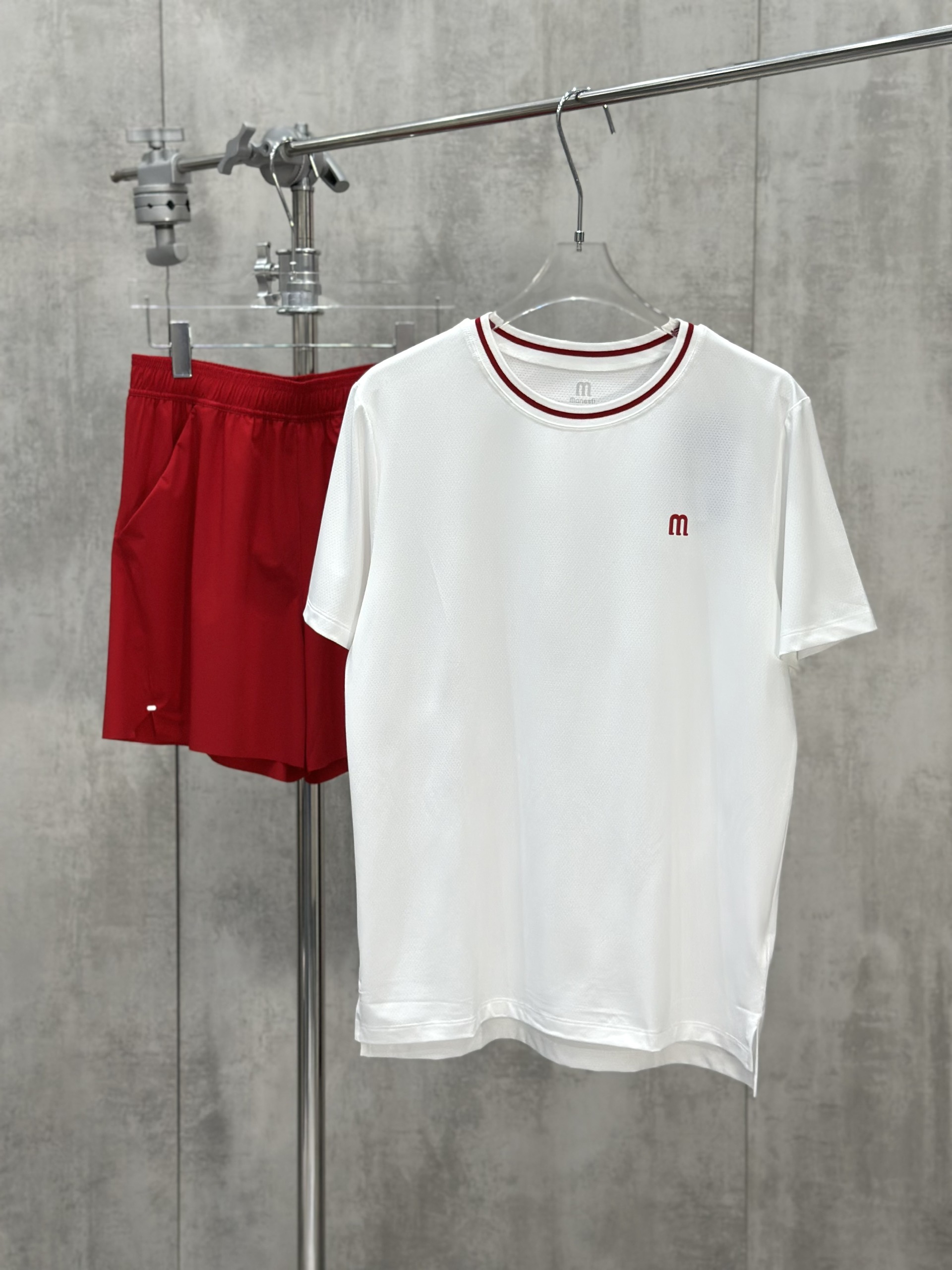Set bộ thể thao hè Manseti Trắng Đỏ cổ tròn Like Auth S-XL VTN