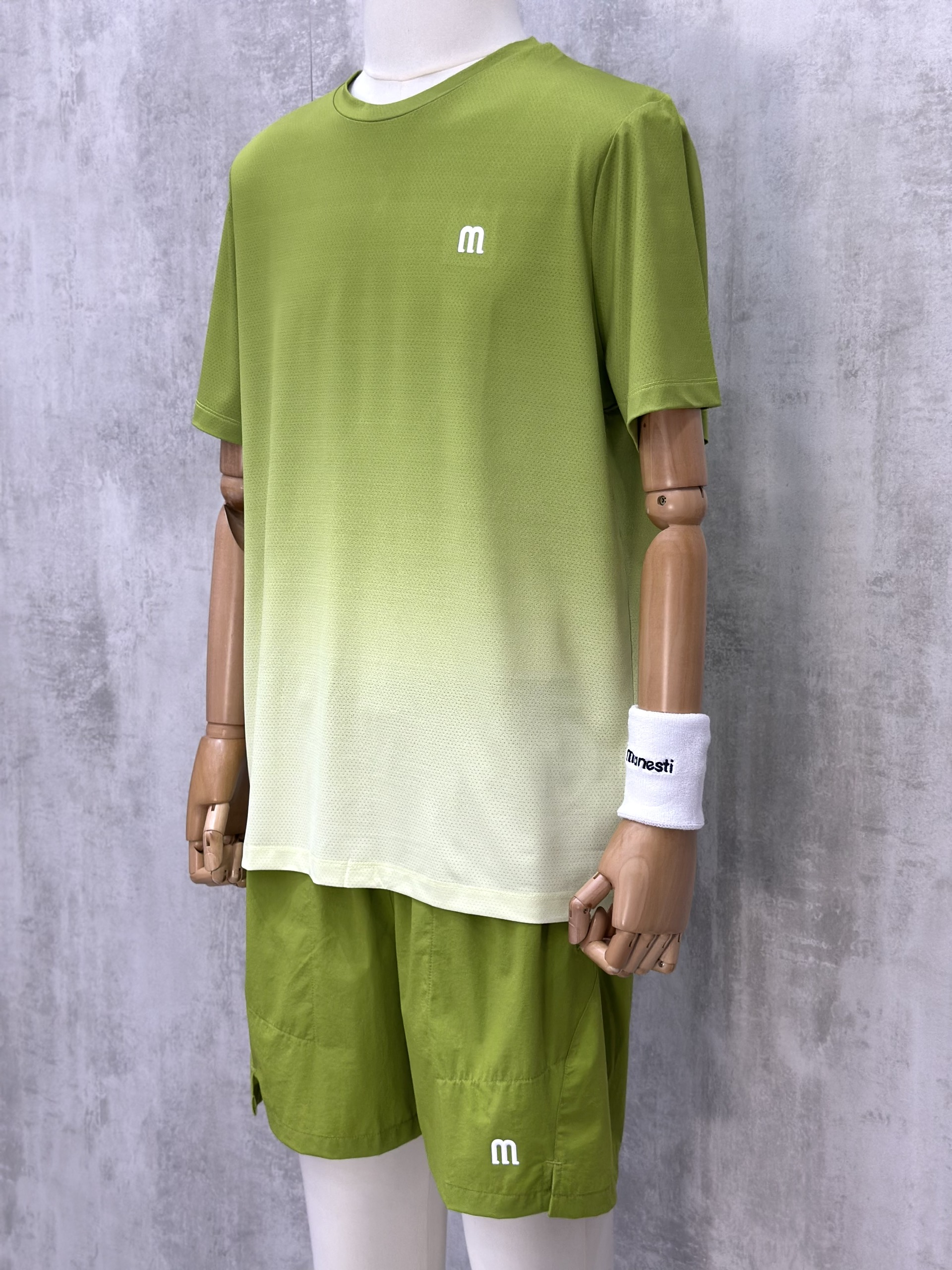 Set bộ thể thao hè Manseti Xanh Cốm hiệu ứng Loang cổ tròn Like Auth S-XL VTN