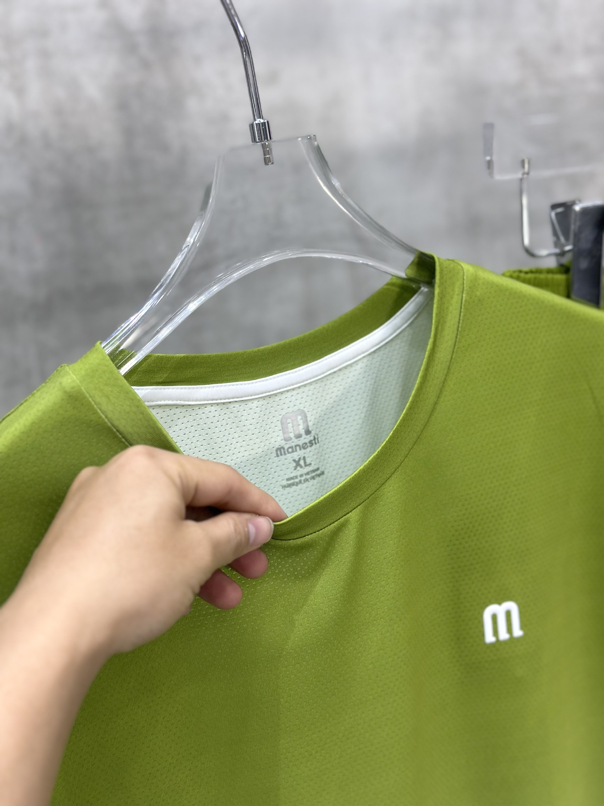 Set bộ thể thao hè Manseti Xanh Cốm hiệu ứng Loang cổ tròn Like Auth S-XL VTN