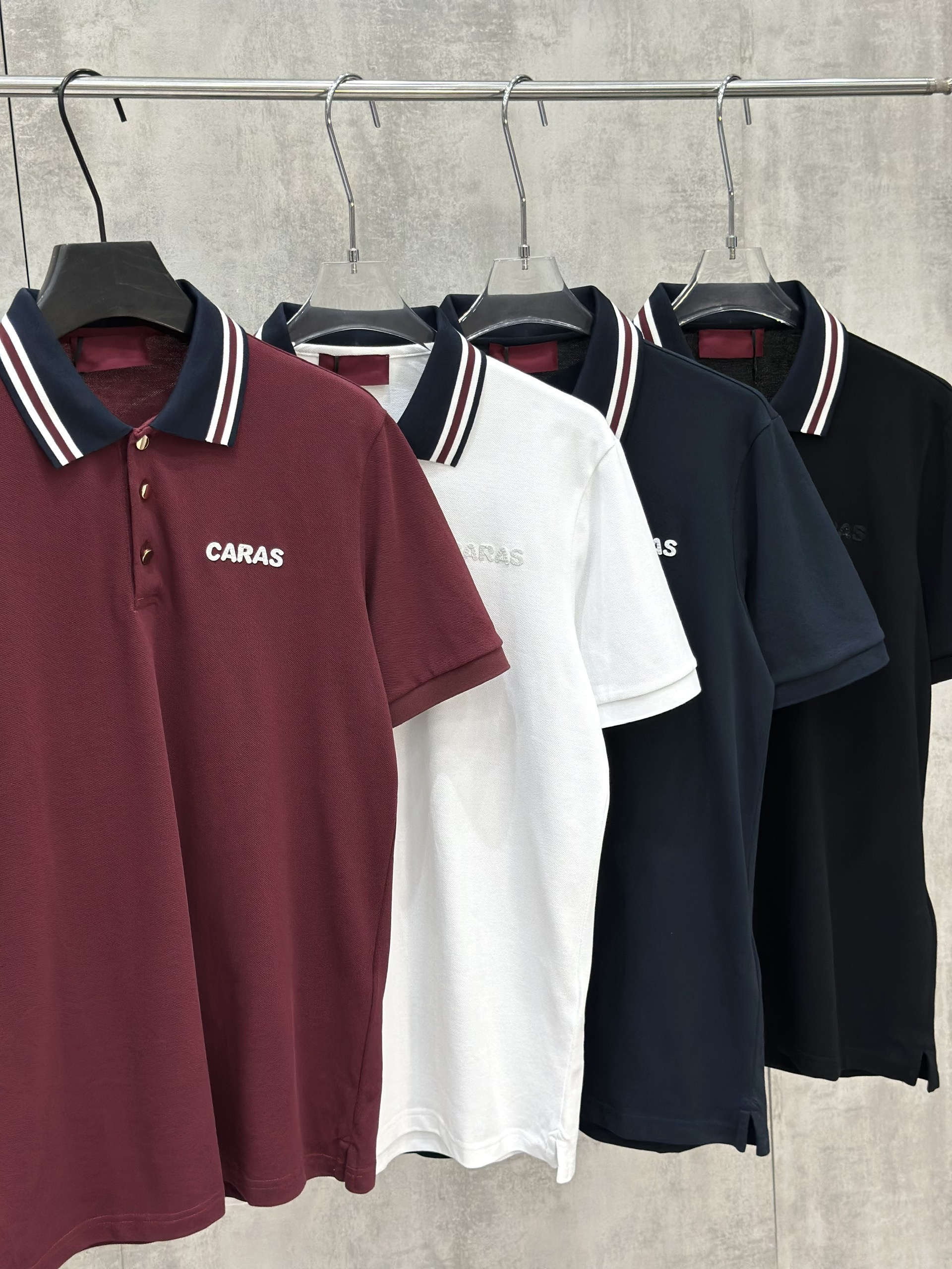 Áo polo Caras kẻ sọc cổ logo thêu nổi ngực Like Auth S-XL VTN