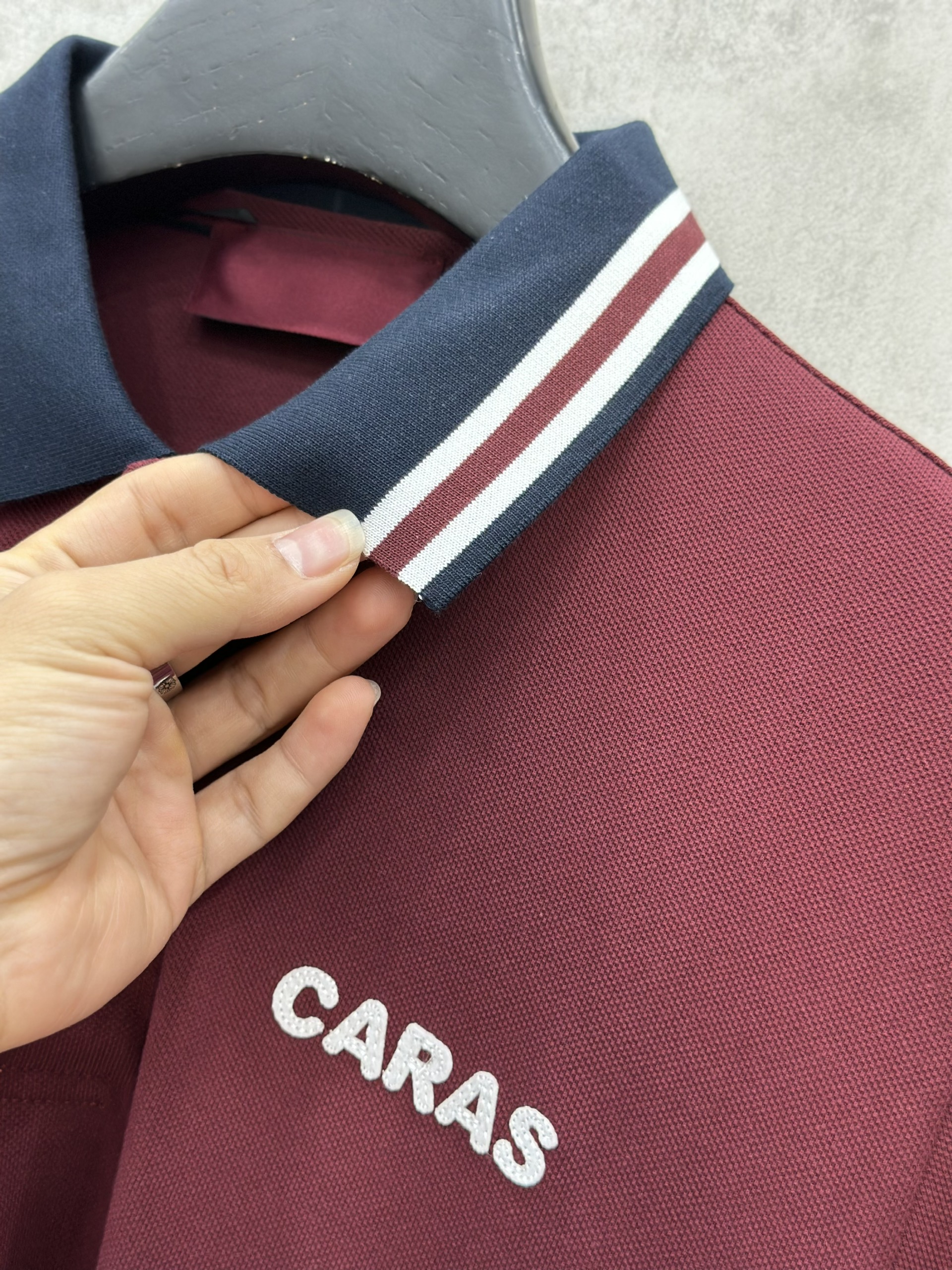 Áo polo Caras kẻ sọc cổ logo thêu nổi ngực Like Auth S-XL VTN