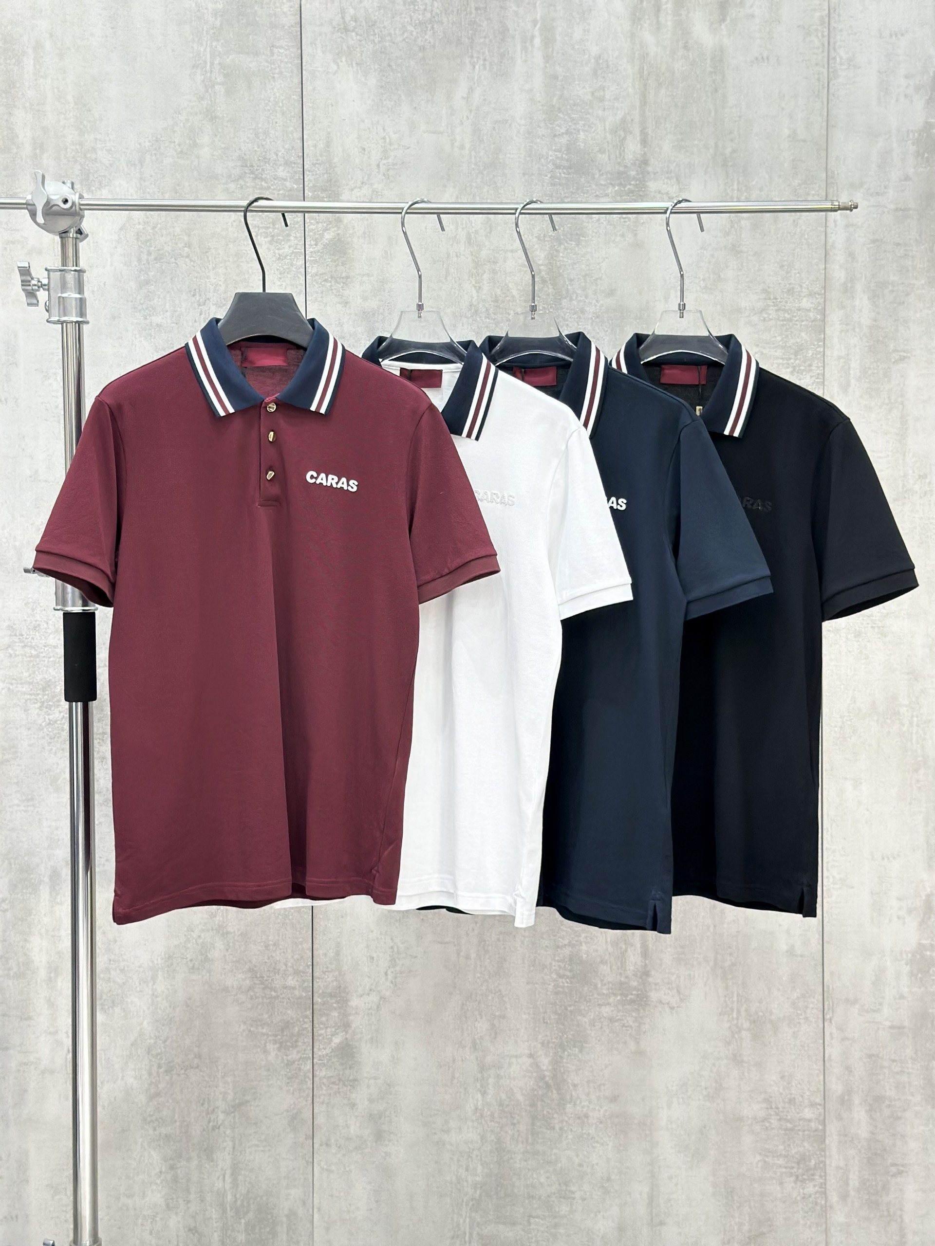 Áo polo Caras kẻ sọc cổ logo thêu nổi ngực Like Auth S-XL VTN