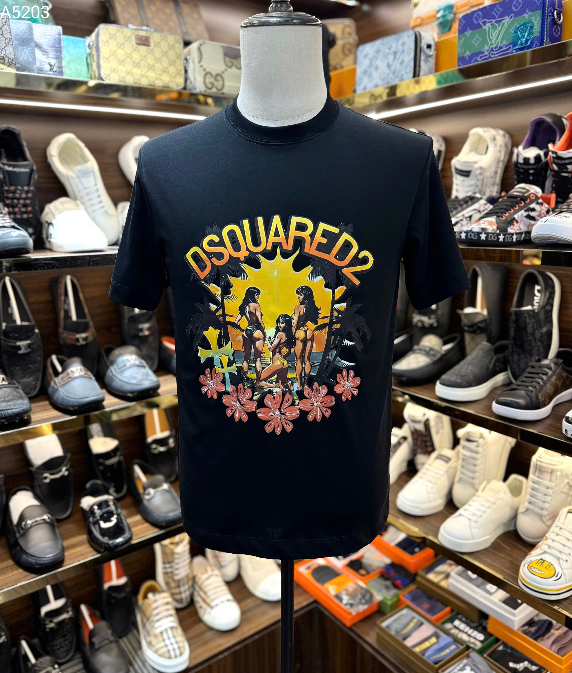 Áo phông T shirt Dsquared2 DSQ họa tiết nữ thổ dân Like Auth 44-50 MK