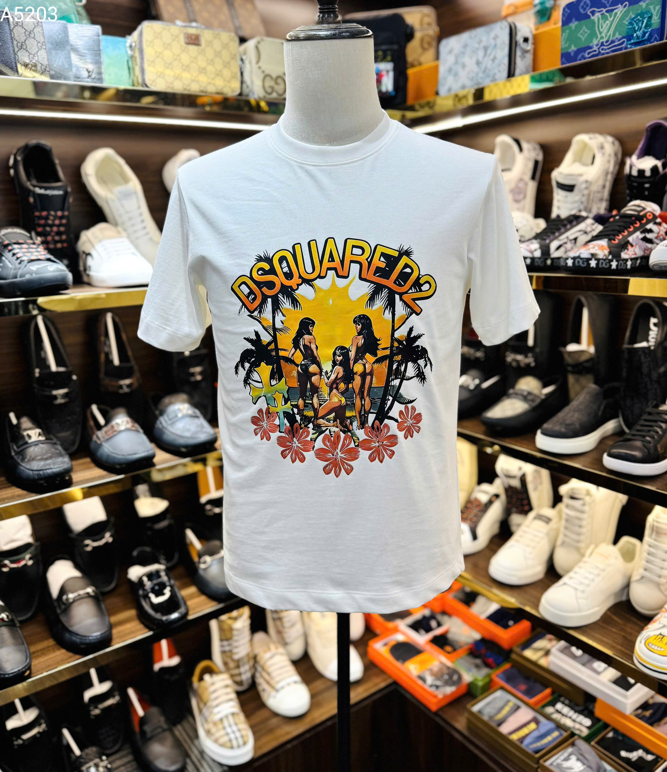 Áo phông T shirt Dsquared2 DSQ họa tiết nữ thổ dân Like Auth 44-50 MK