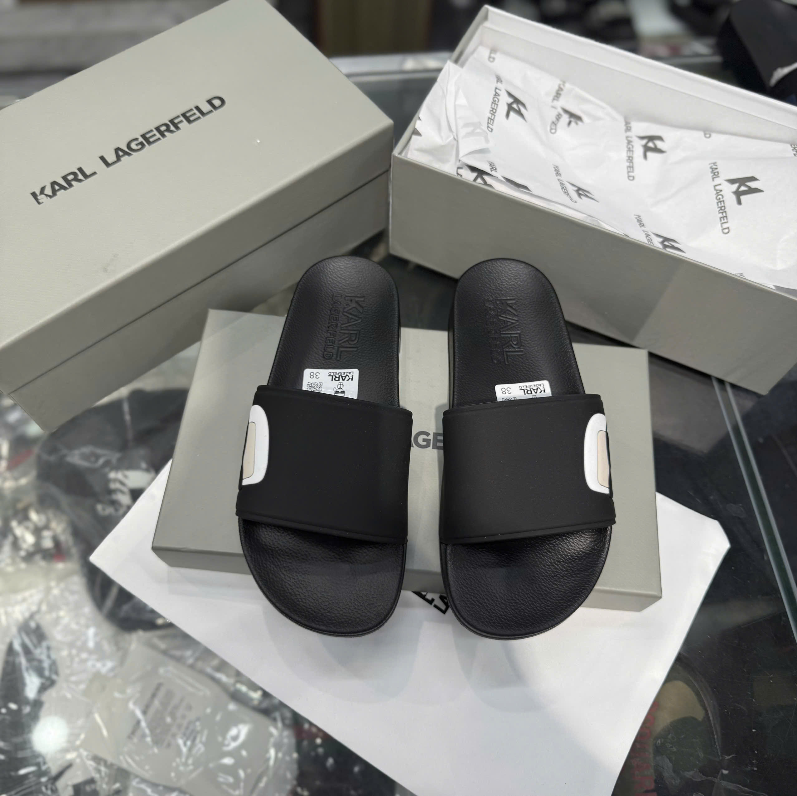 Dép lê quai ngang Karl Đen dân chơi đeo kính Like Auth 38-43 NV