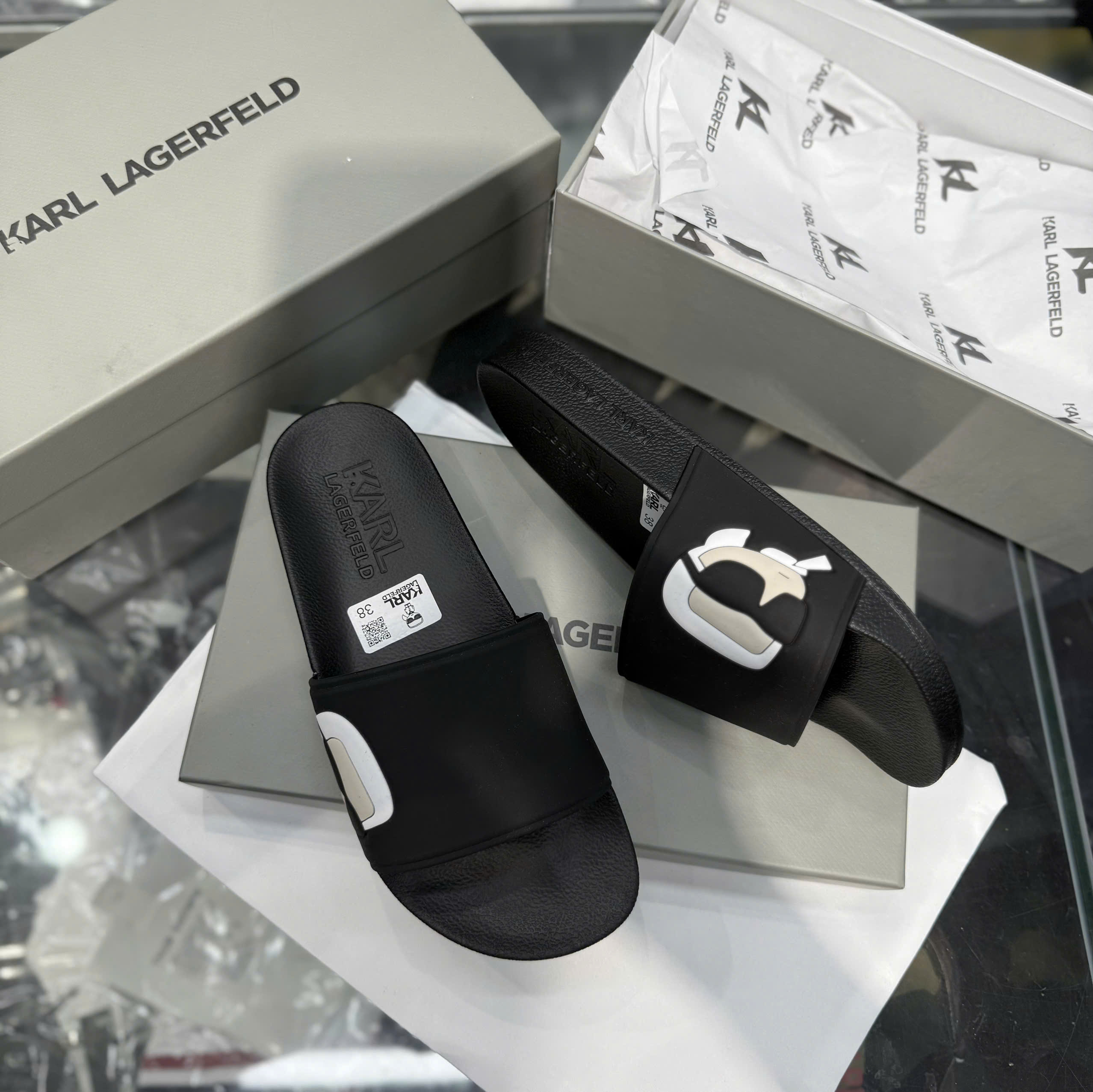 Dép lê quai ngang Karl Đen dân chơi đeo kính Like Auth 38-43 NV