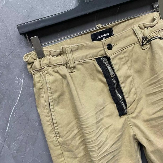 Quần dài kaki Dsquared2 DSQ2 Be trơn 4 khuy phối khóa zip lệch Like Auth 1-1 on web VTN