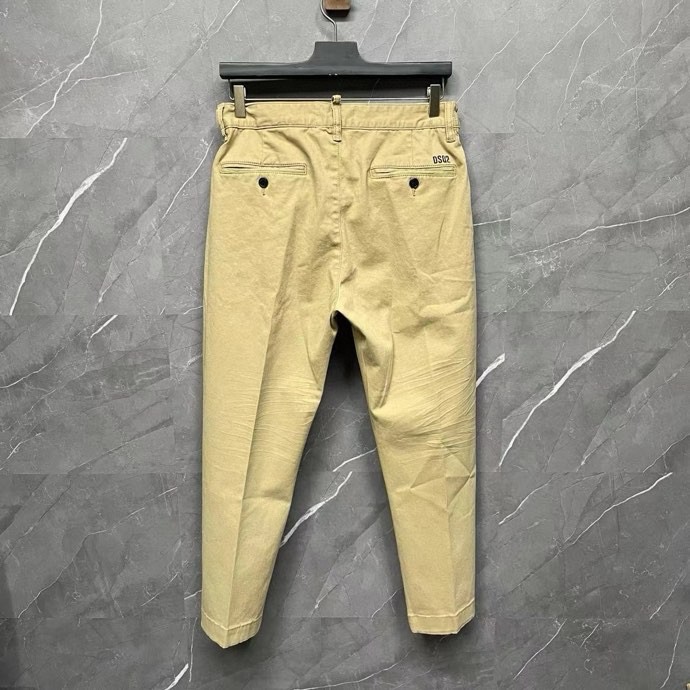 Quần dài kaki Dsquared2 DSQ2 Be trơn 4 khuy phối khóa zip lệch Like Auth 1-1 on web VTN