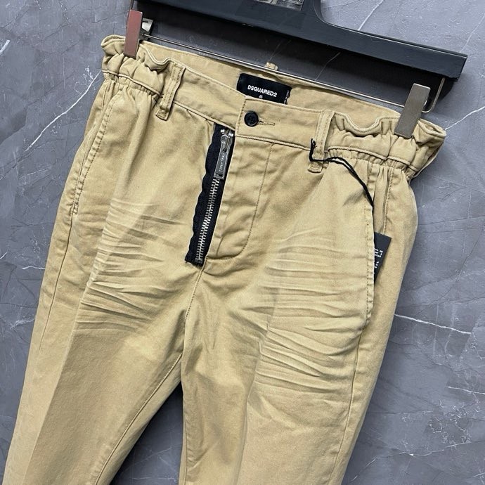 Quần dài kaki Dsquared2 DSQ2 Be trơn 4 khuy phối khóa zip lệch Like Auth 1-1 on web VTN