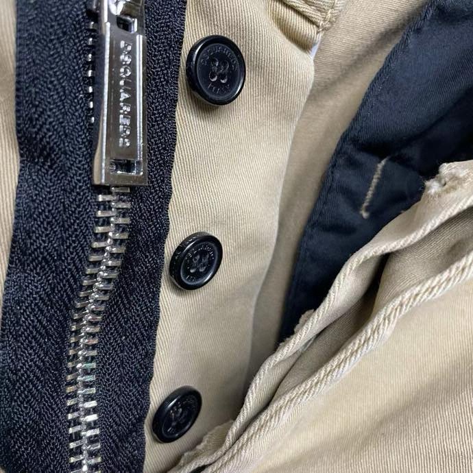 Quần dài kaki Dsquared2 DSQ2 Be trơn 4 khuy phối khóa zip lệch Like Auth 1-1 on web VTN
