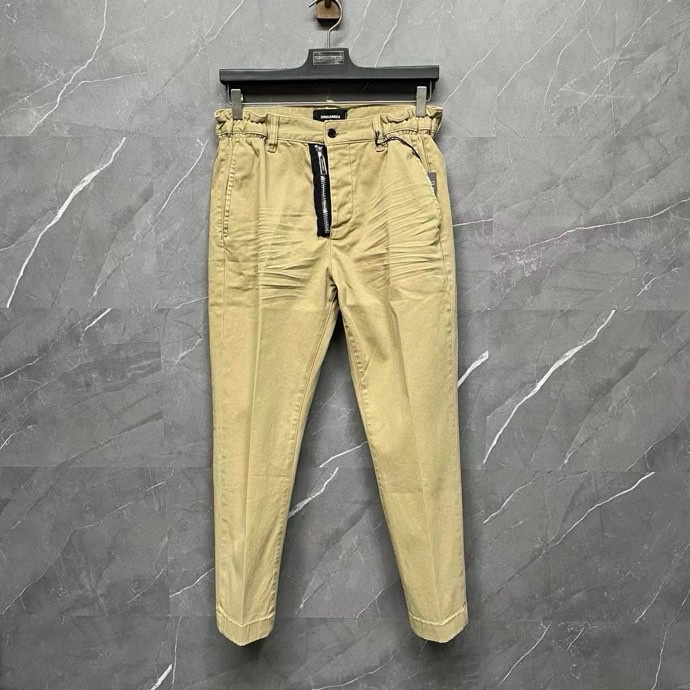 Quần dài kaki Dsquared2 DSQ2 Be trơn 4 khuy phối khóa zip lệch Like Auth 1-1 on web VTN