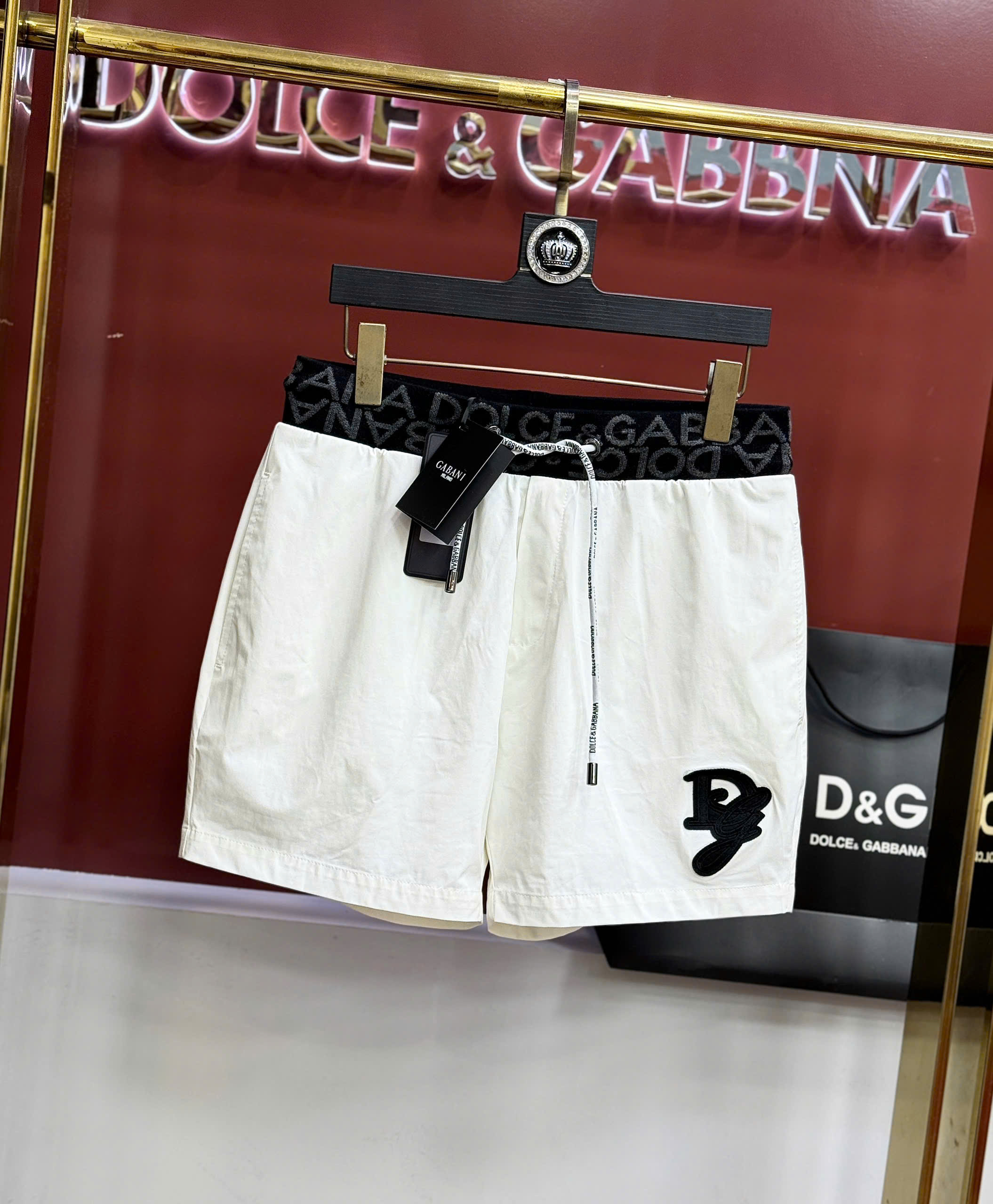 Quần short đùi gió Dolce Gabbana DG check cạp logo thêu đùi Like Auth 44-50 CD