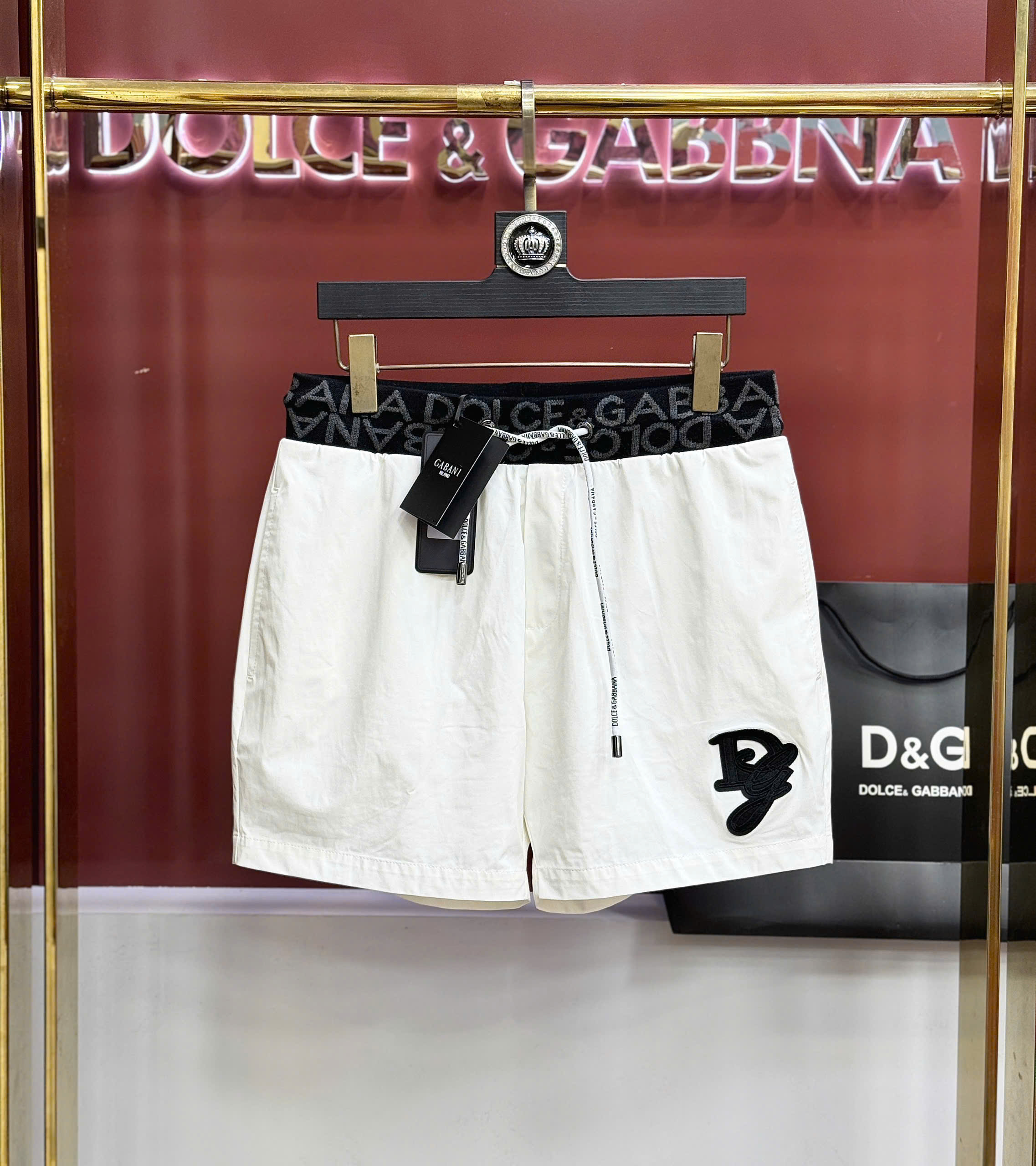 Quần short đùi gió Dolce Gabbana DG check cạp logo thêu đùi Like Auth 44-50 CD