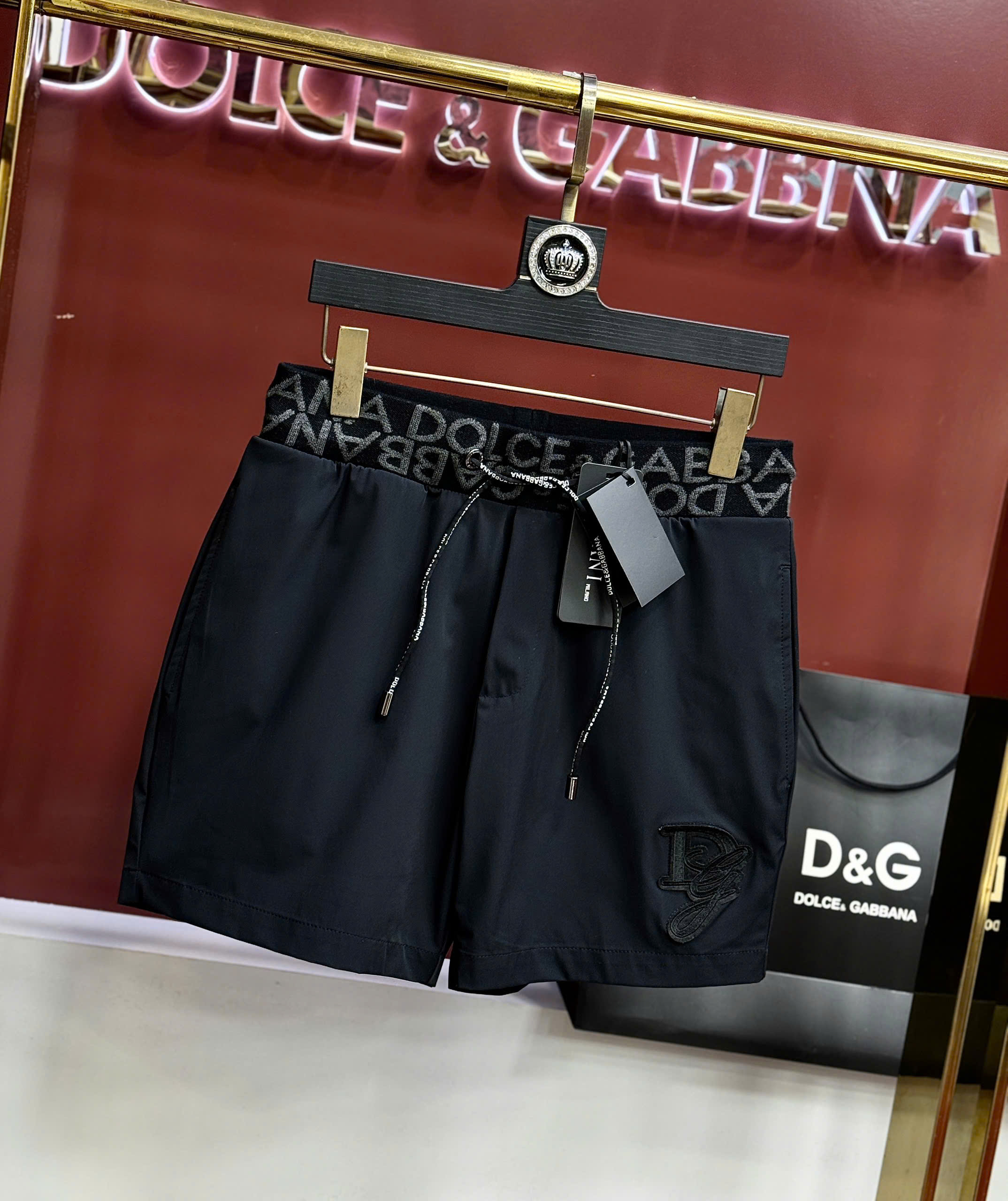 Quần short đùi gió Dolce Gabbana DG check cạp logo thêu đùi Like Auth 44-50 CD