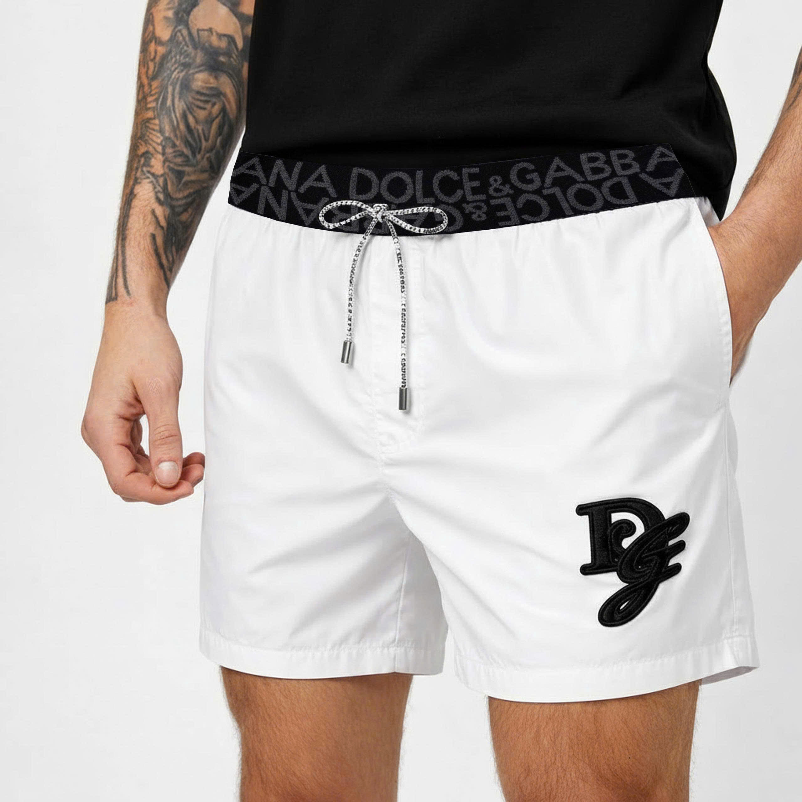 Quần short đùi gió Dolce Gabbana DG check cạp logo thêu đùi Like Auth 44-50 CD