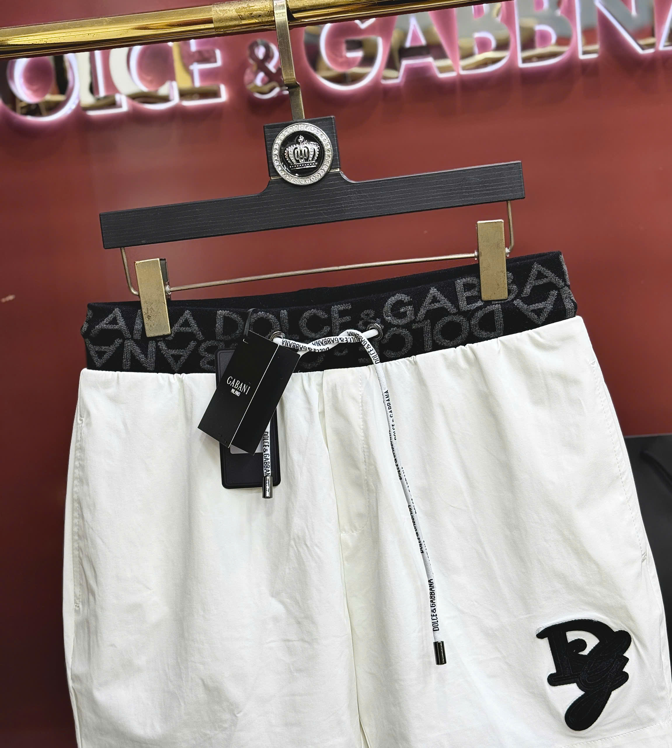 Quần short đùi gió Dolce Gabbana DG check cạp logo thêu đùi Like Auth 44-50 CD