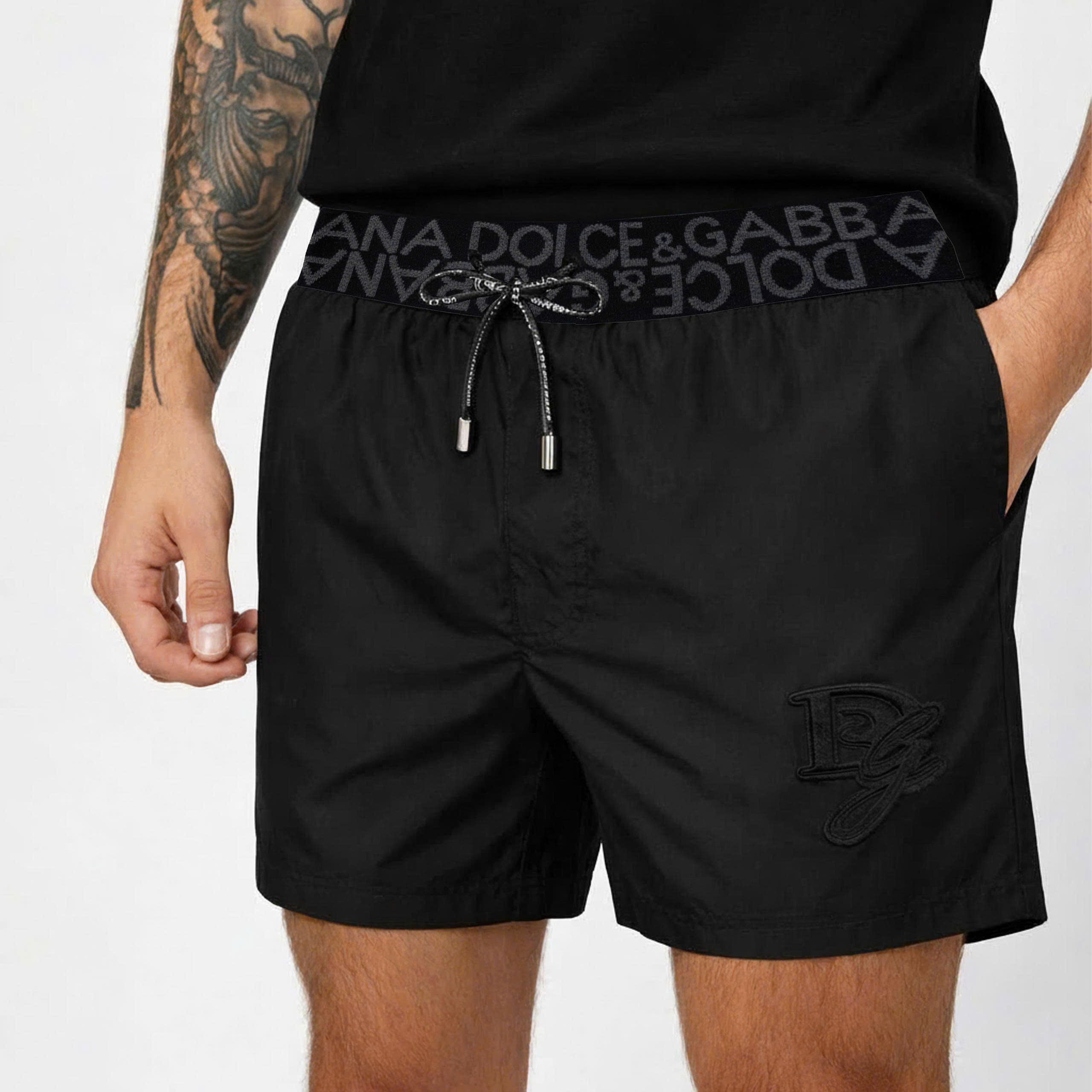 Quần short đùi gió Dolce Gabbana DG check cạp logo thêu đùi Like Auth 44-50 CD