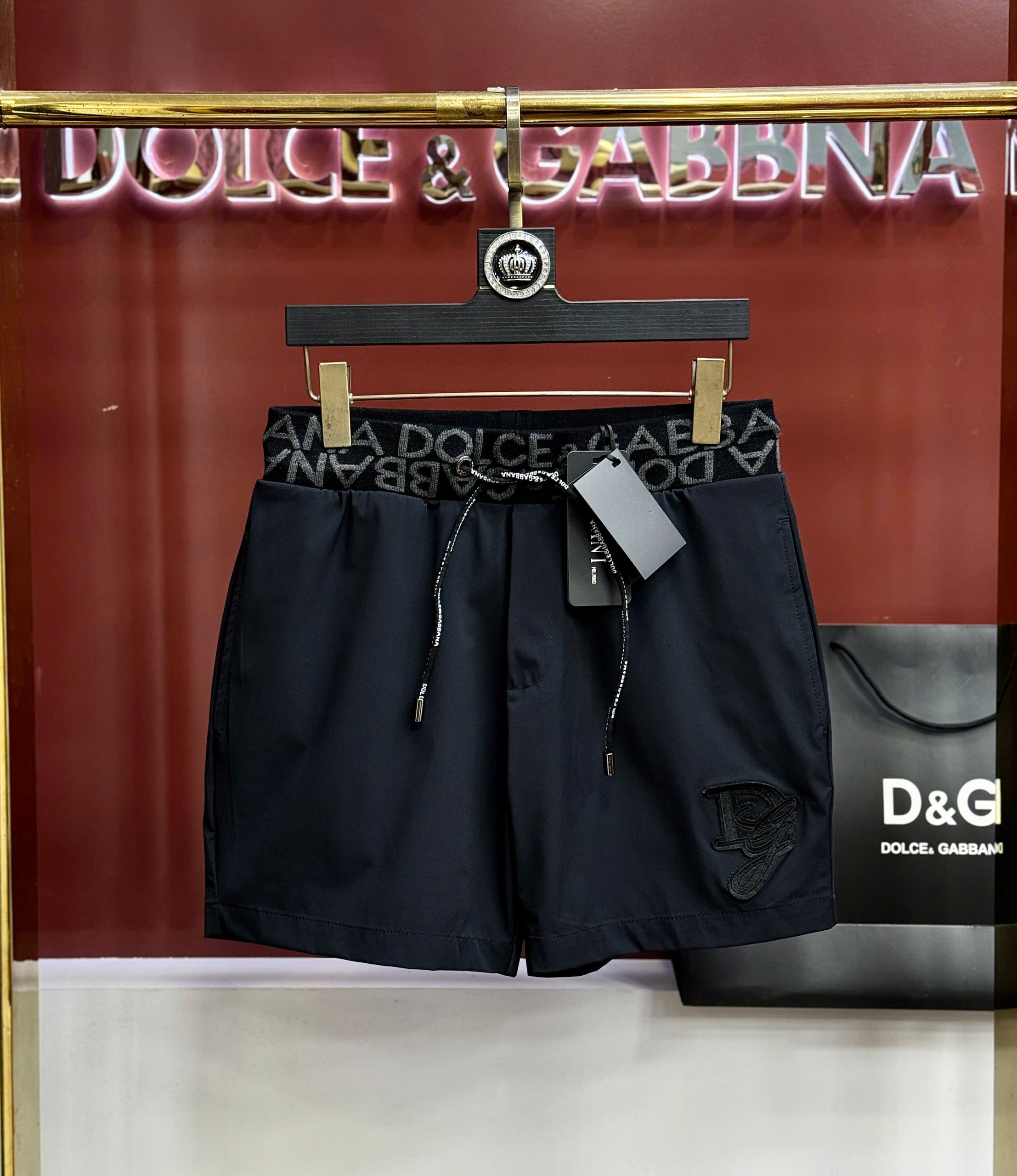 Quần short đùi gió Dolce Gabbana DG check cạp logo thêu đùi Like Auth 44-50 CD