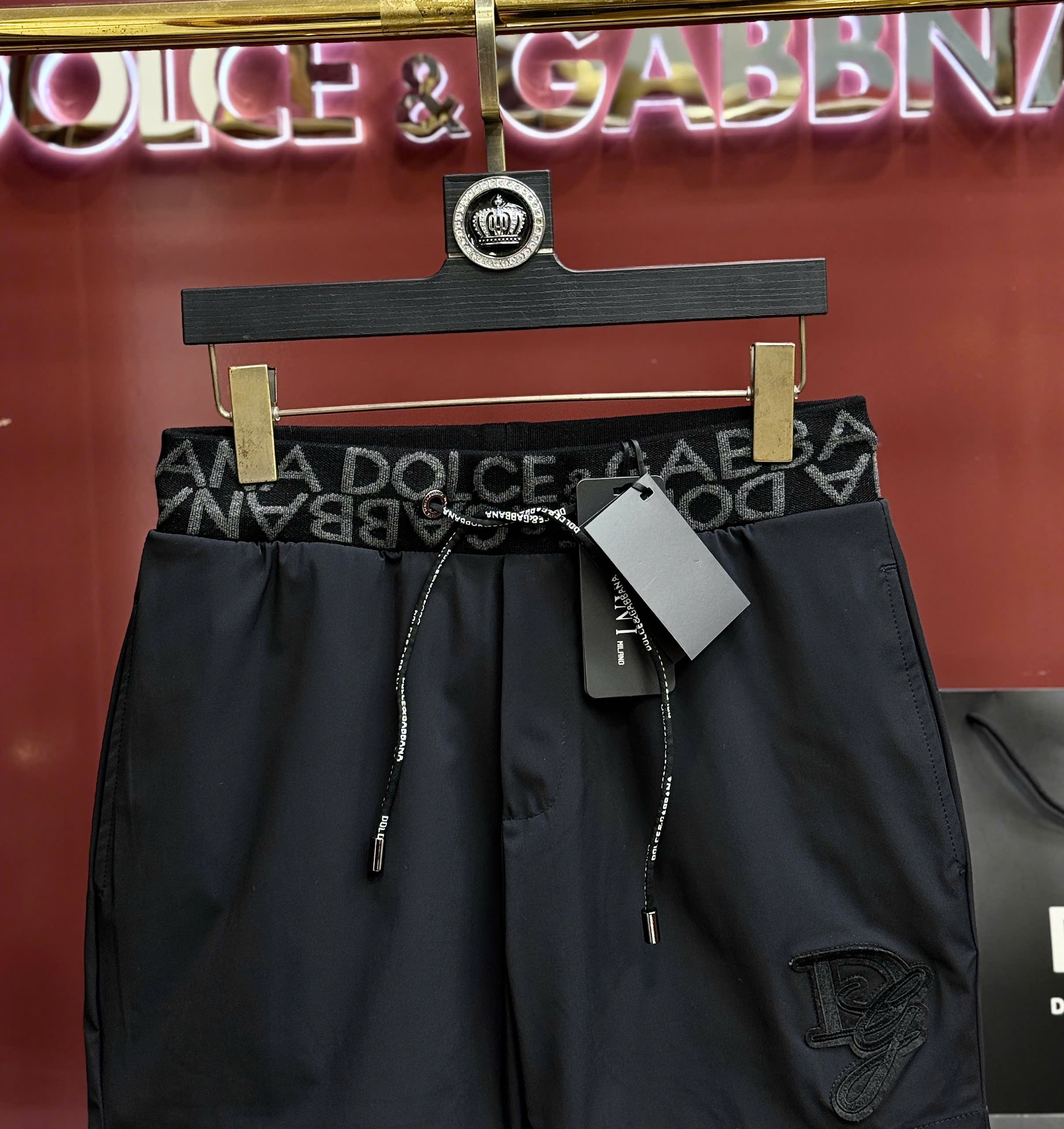 Quần short đùi gió Dolce Gabbana DG check cạp logo thêu đùi Like Auth 44-50 CD