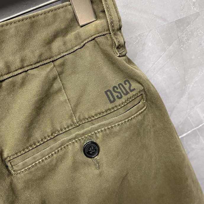 Quần dài kaki Dsquared2 DSQ2 Xanh rêu trơn 4 khuy phối khóa zip lệch Like Auth 1-1 on web VTN