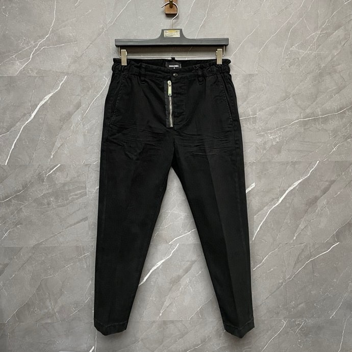 Quần dài kaki Dsquared2 DSQ2 Đen trơn 4 khuy phối khóa zip lệch Like Auth 1-1 on web VTN