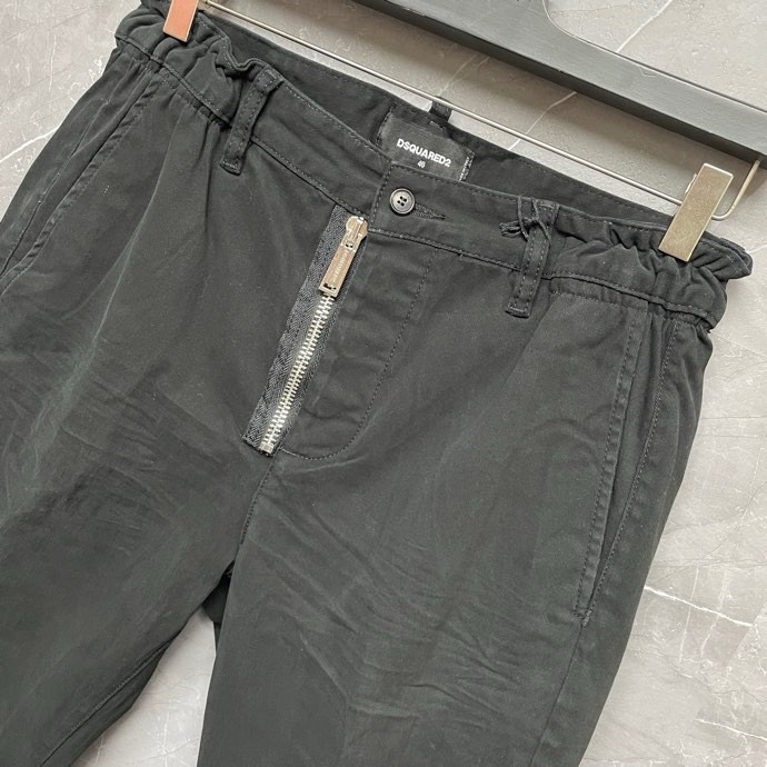 Quần dài kaki Dsquared2 DSQ2 Đen trơn 4 khuy phối khóa zip lệch Like Auth 1-1 on web VTN