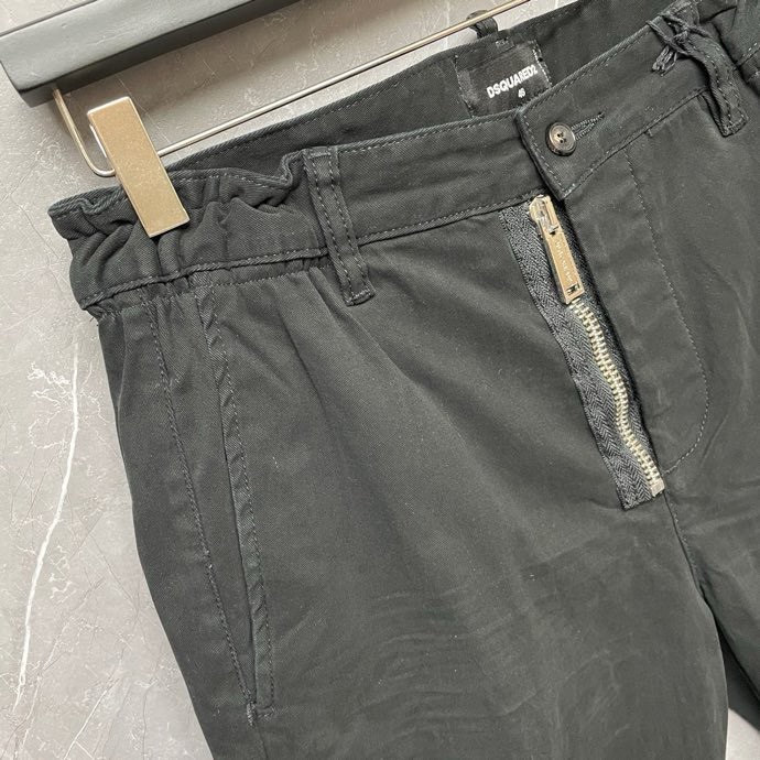 Quần dài kaki Dsquared2 DSQ2 Đen trơn 4 khuy phối khóa zip lệch Like Auth 1-1 on web VTN