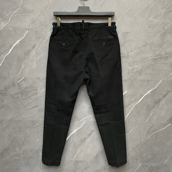 Quần dài kaki Dsquared2 DSQ2 Đen trơn 4 khuy phối khóa zip lệch Like Auth 1-1 on web VTN