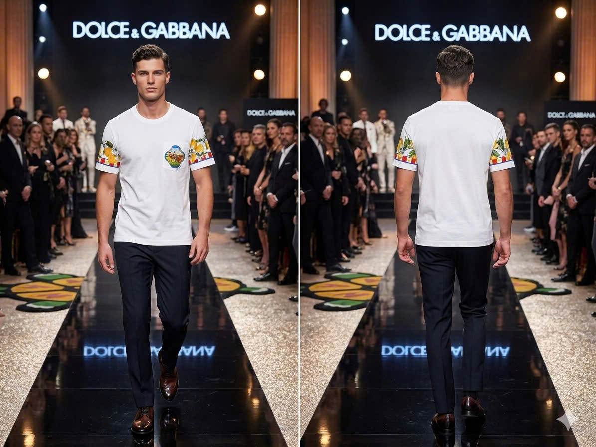 Áo phông T shirt Dolce Gabbana DG túi ngực cỗ xe ngựa check tay hình hoa quả Like Auth S-XL MK\trắng