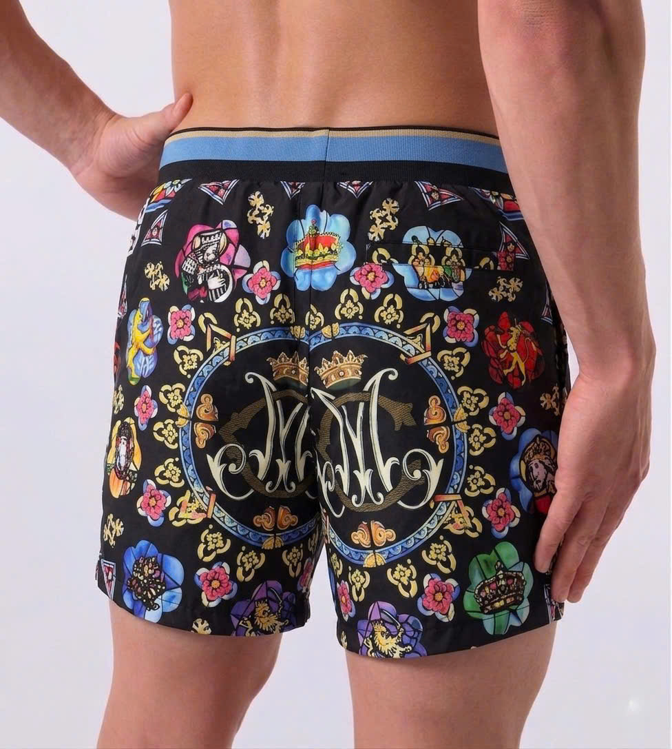 Quần short đùi gió hình Dolce Gabbana DG họa tiết King nhiều họa tiết tag vuông Like Auth 44-50 MK