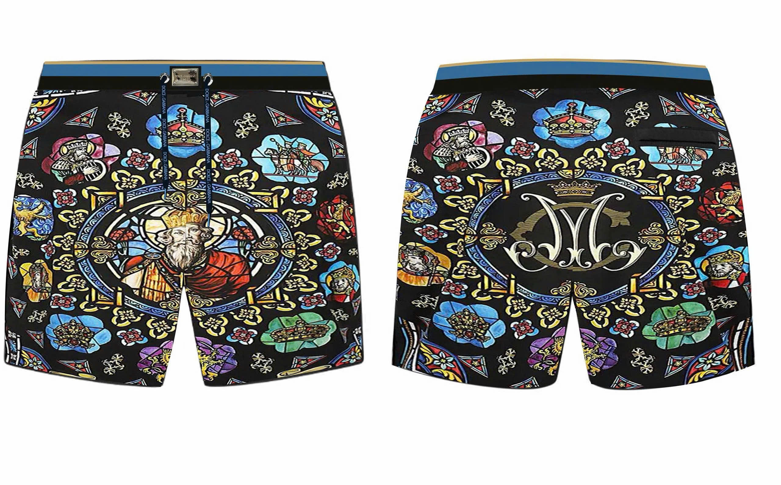 Quần short đùi gió hình Dolce Gabbana DG họa tiết King nhiều họa tiết tag vuông Like Auth 44-50 MK